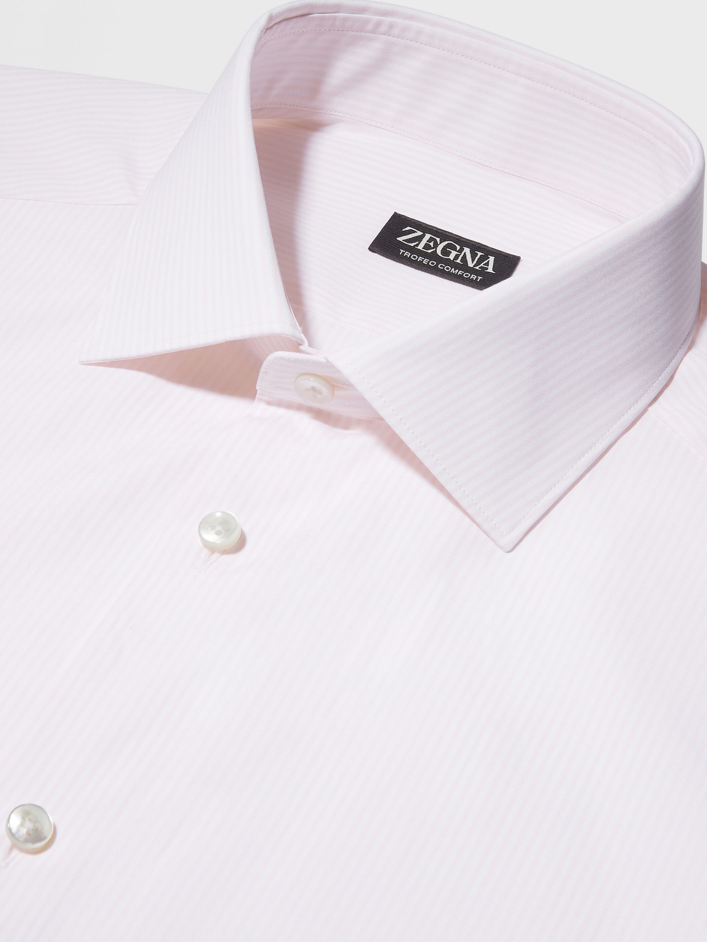 Light Pink and White Striped Trofeo Comfort Cotton Shirt Product detail photo #2