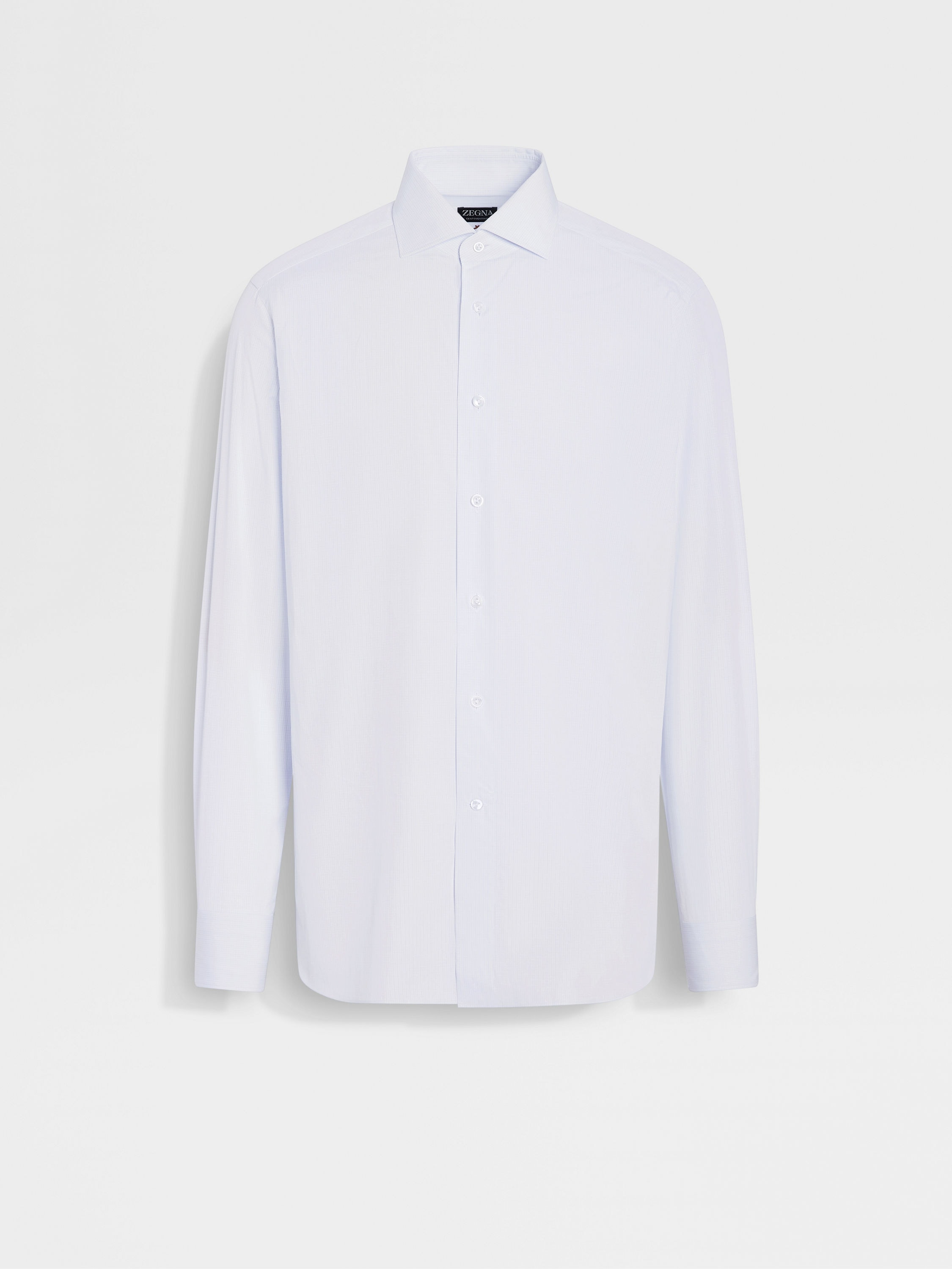 Light Blue and White Micro-checked Centoventimila Cotton Shirt Main product photo