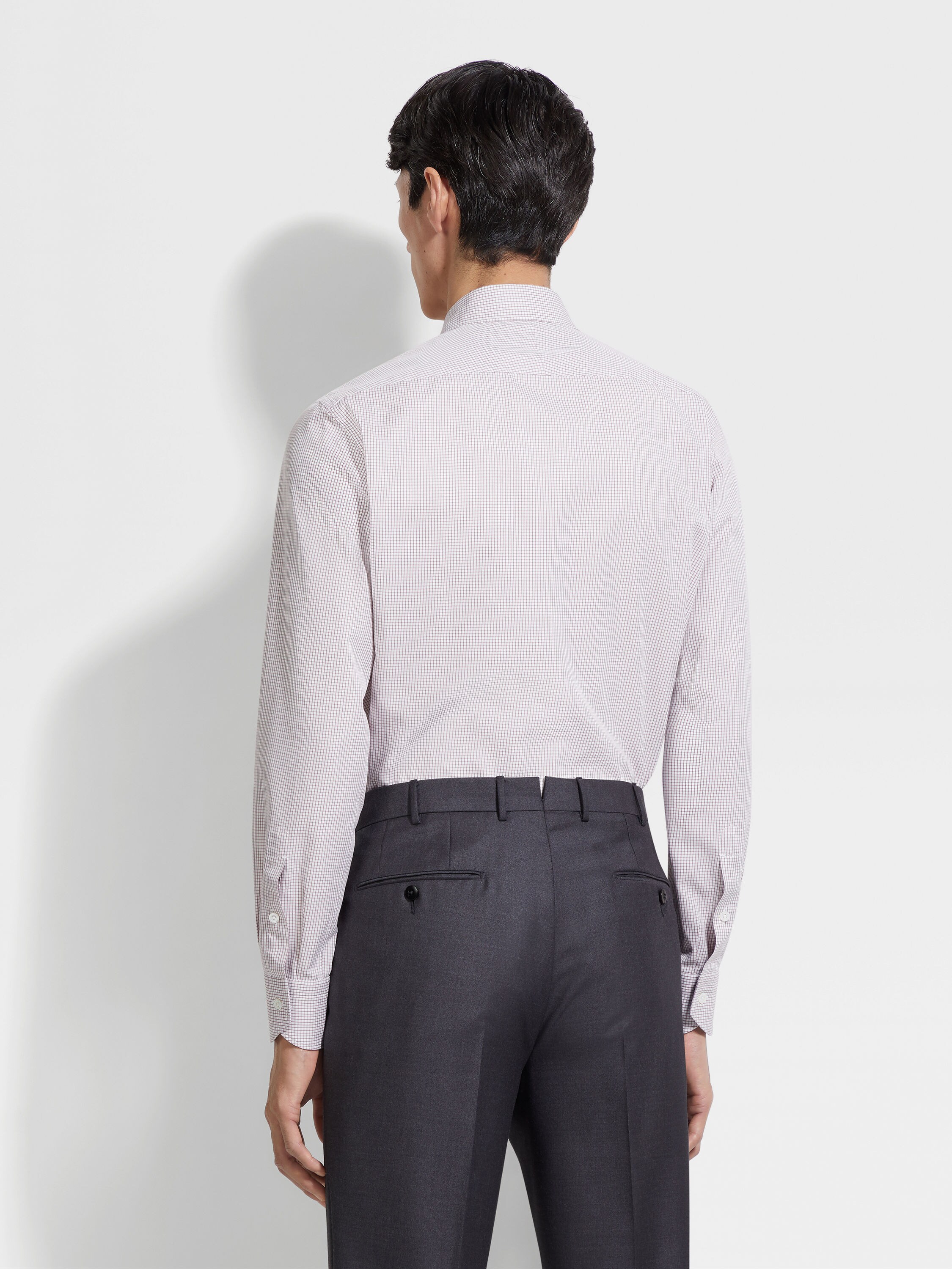 深粉色配白色格纹 Centoventimila 棉质衬衫 產品細節圖 #3