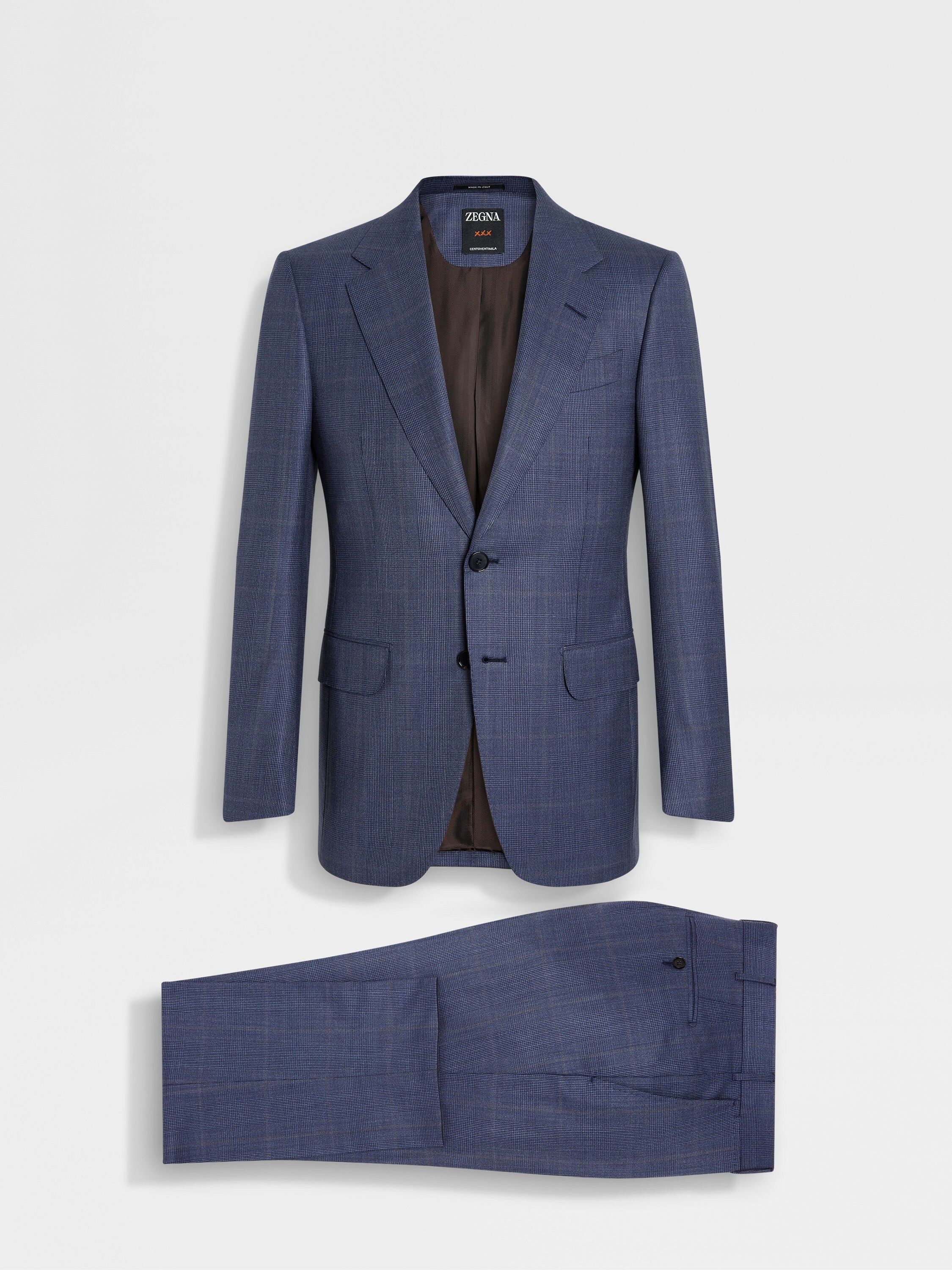 蓝色 Centoventimila 羊毛西装 产品细节图 #1