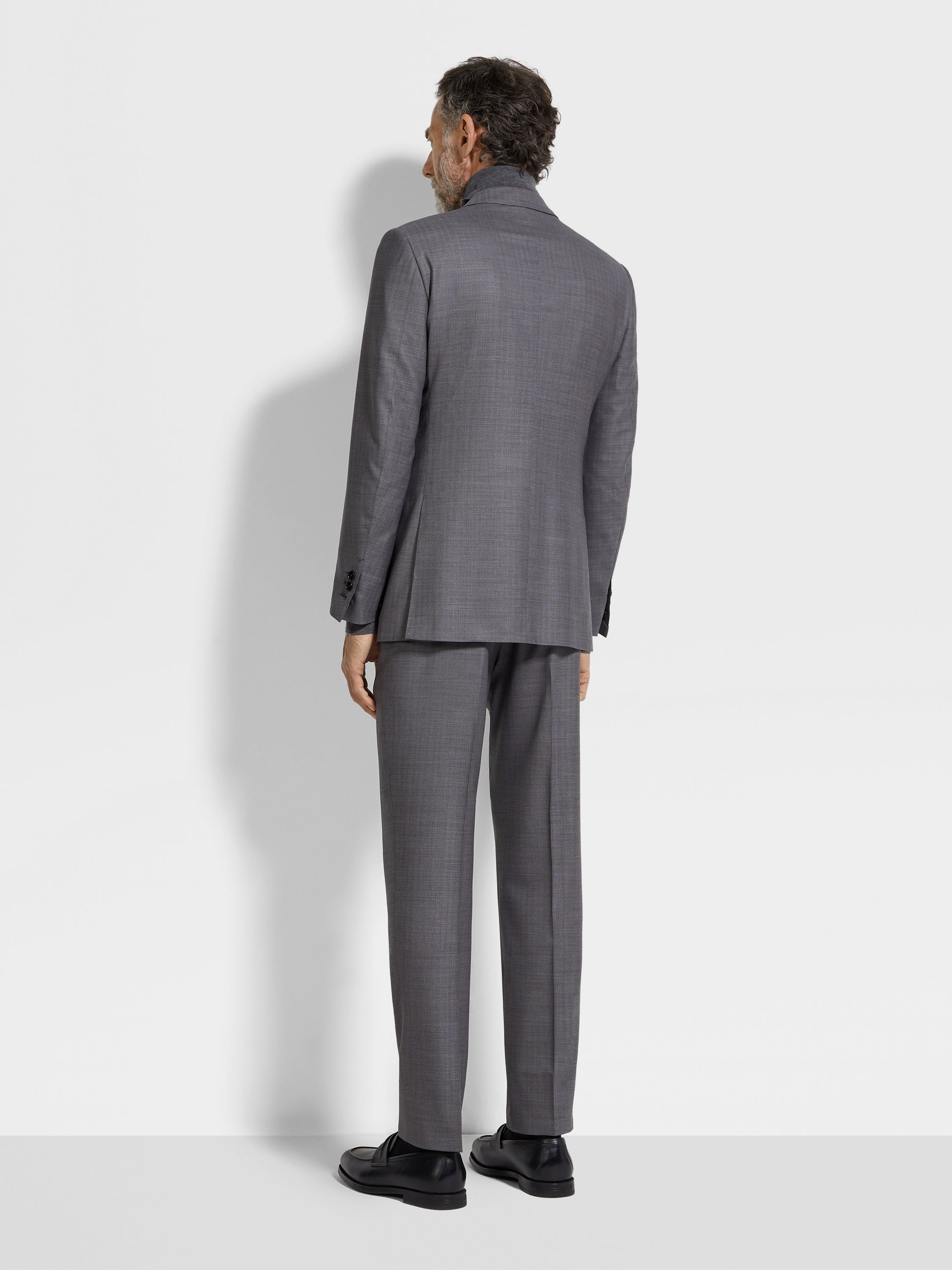 Grey and Light Brown Centoventimila Wool Suit Product detail photo #3