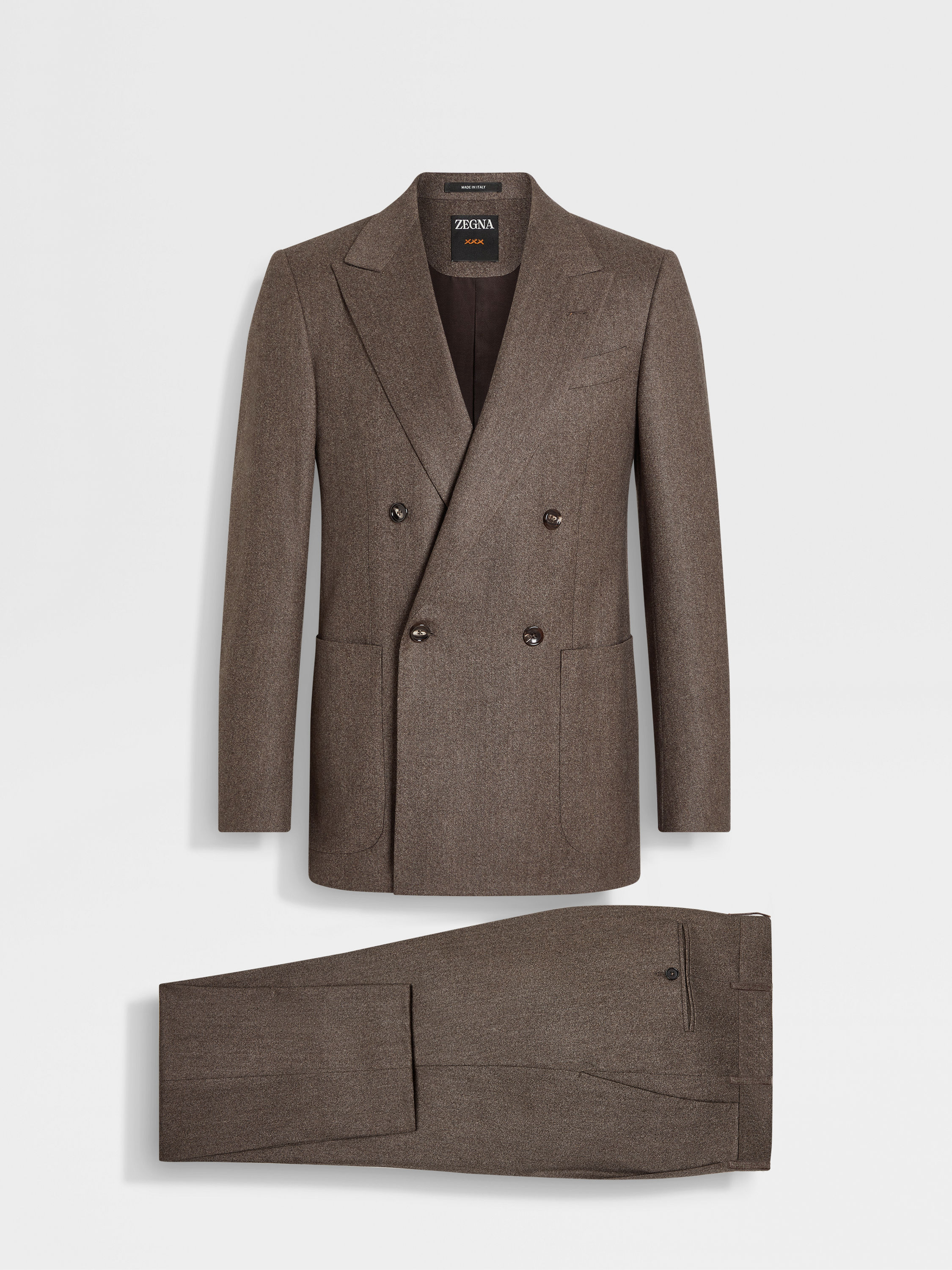 混棕色羊毛及山羊绒 Roccia 长裤 产品细节图 #1