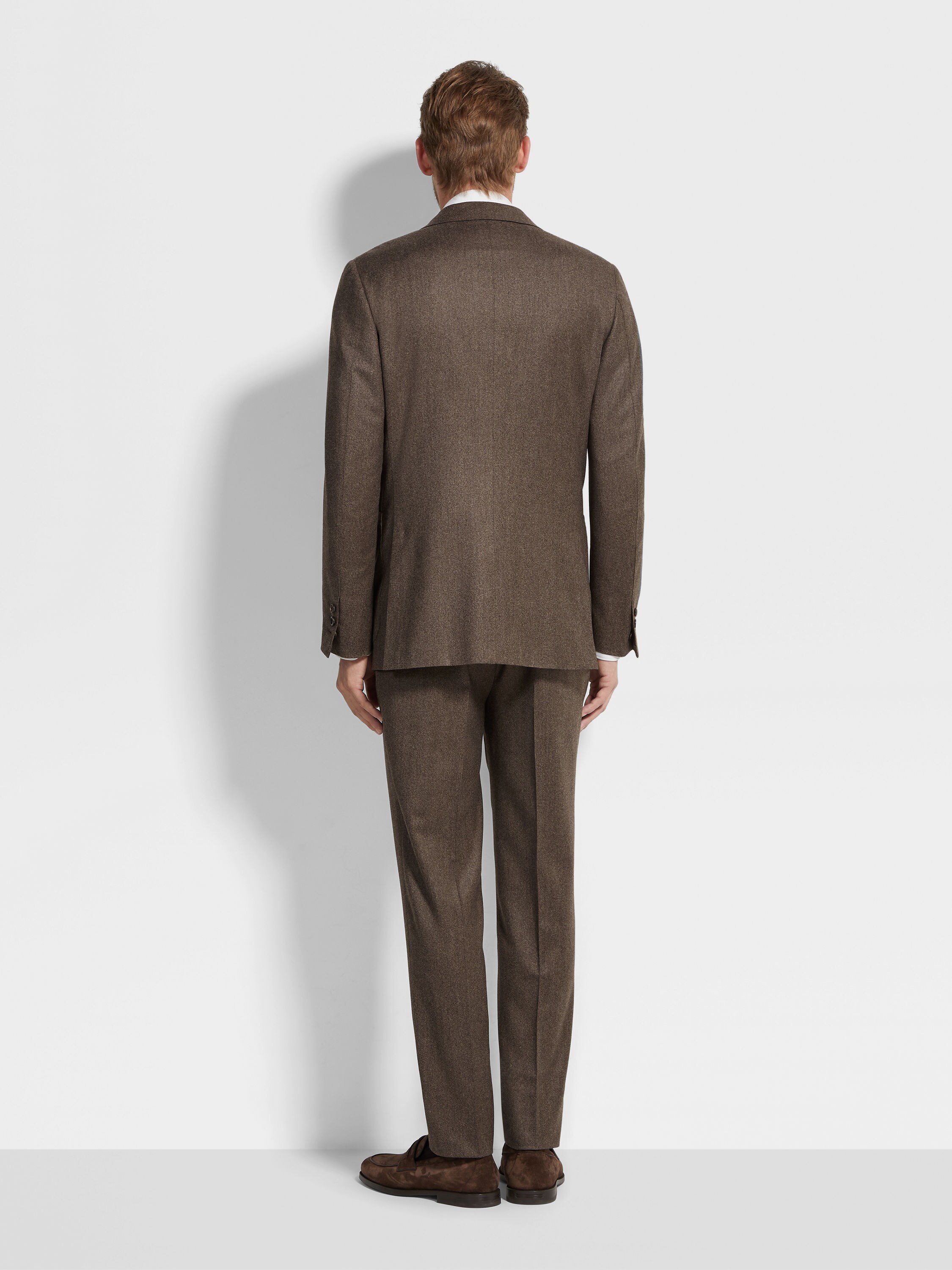 混棕色羊毛及山羊绒 Roccia 长裤 产品细节图 #3