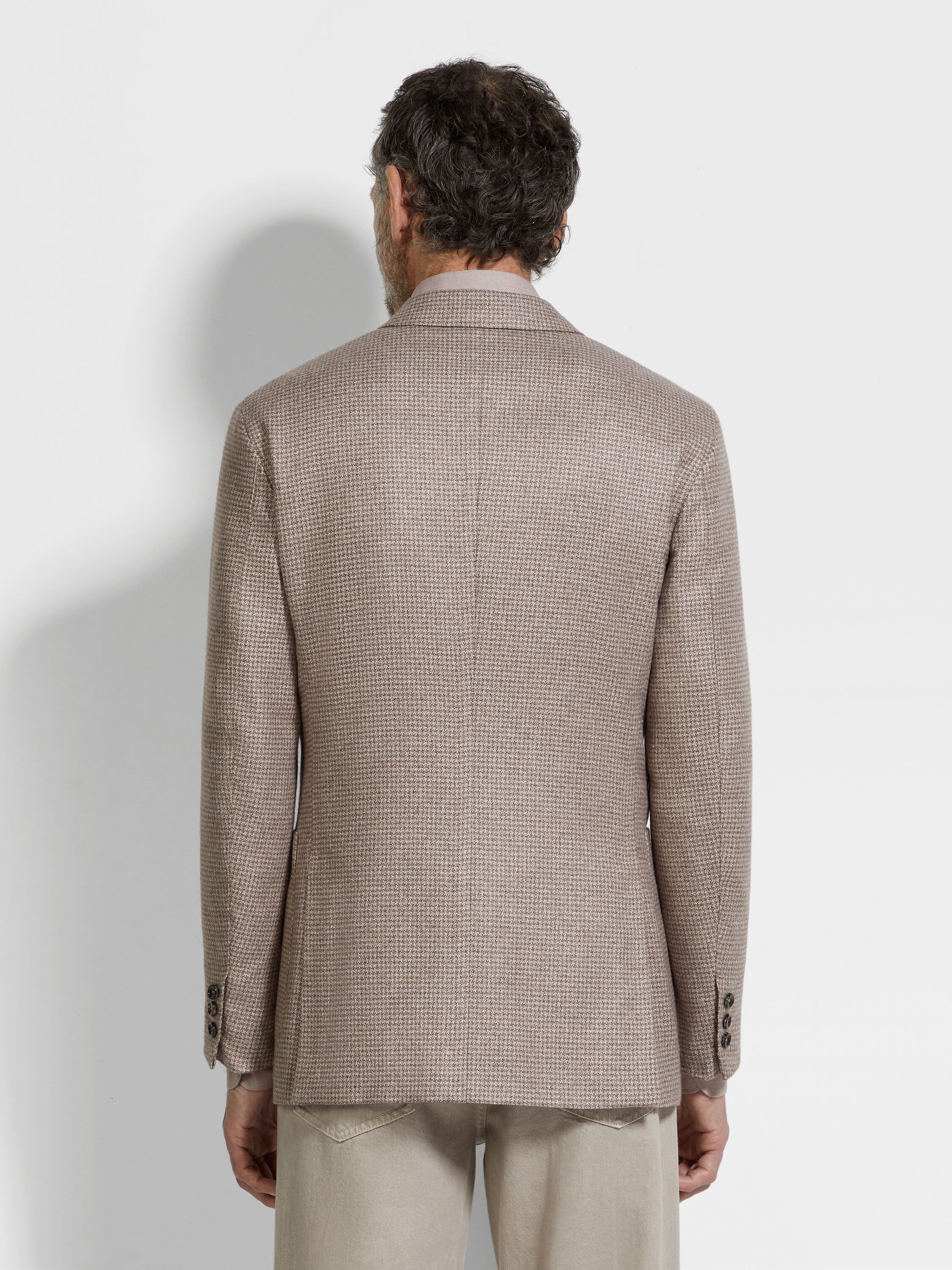 Light Beige and Light Taupe Silk and Cashmere Jacket Product detail photo #4