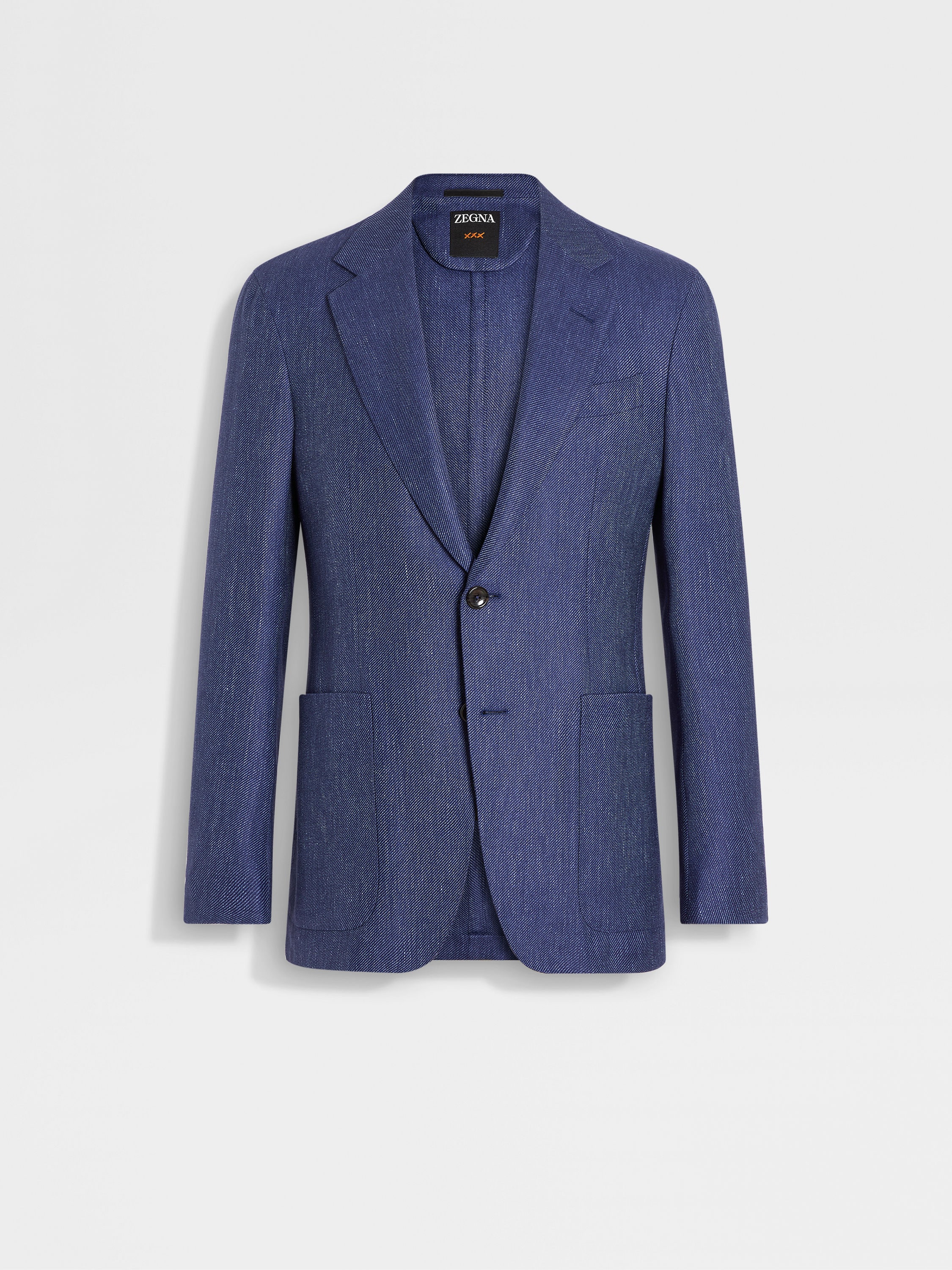 Ink Blue Silk Cashmere and Linen Jacket Main product photo