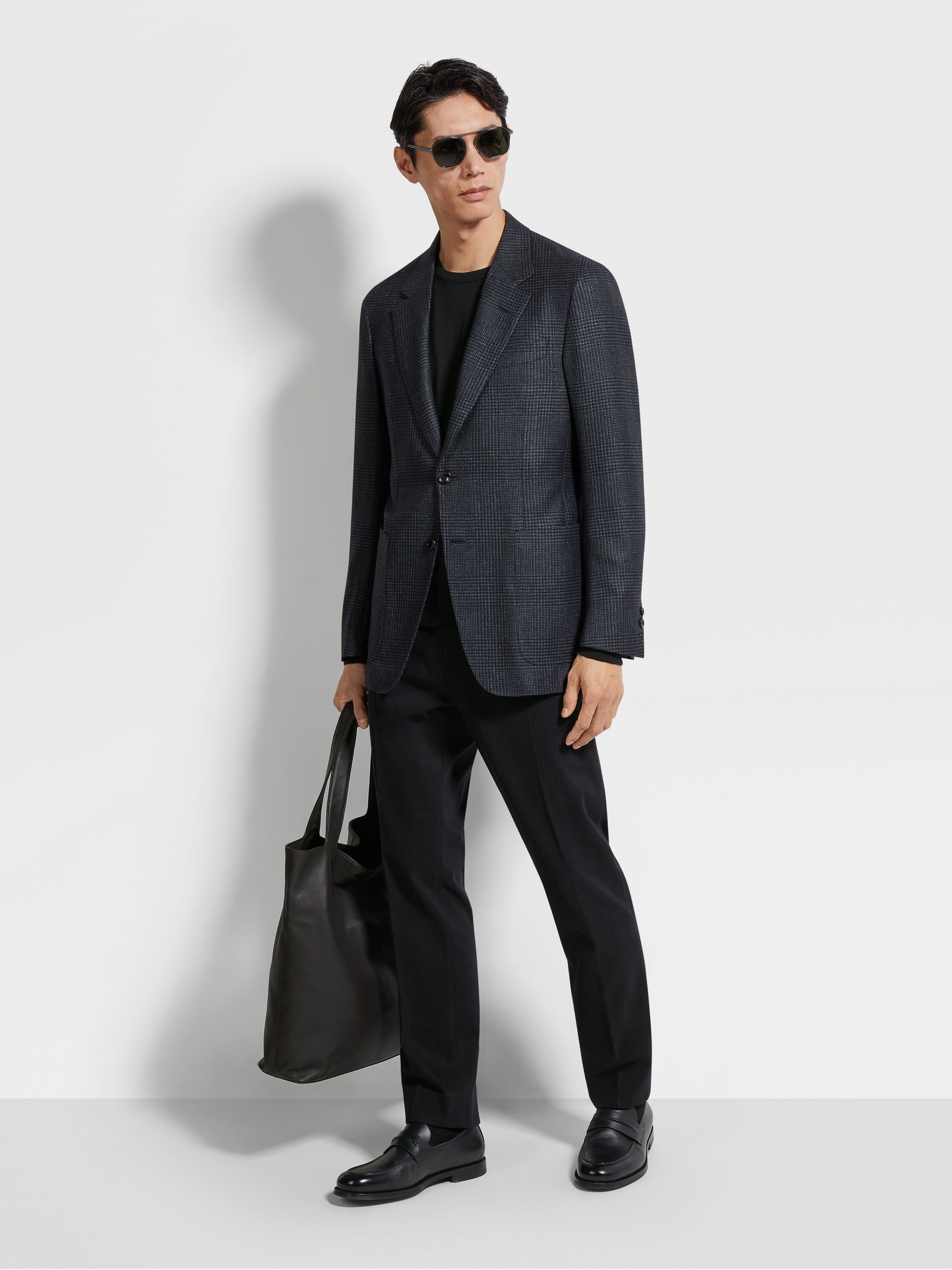 Grey and Black Silk Cashmere and Linen Jacket Product detail photo #1