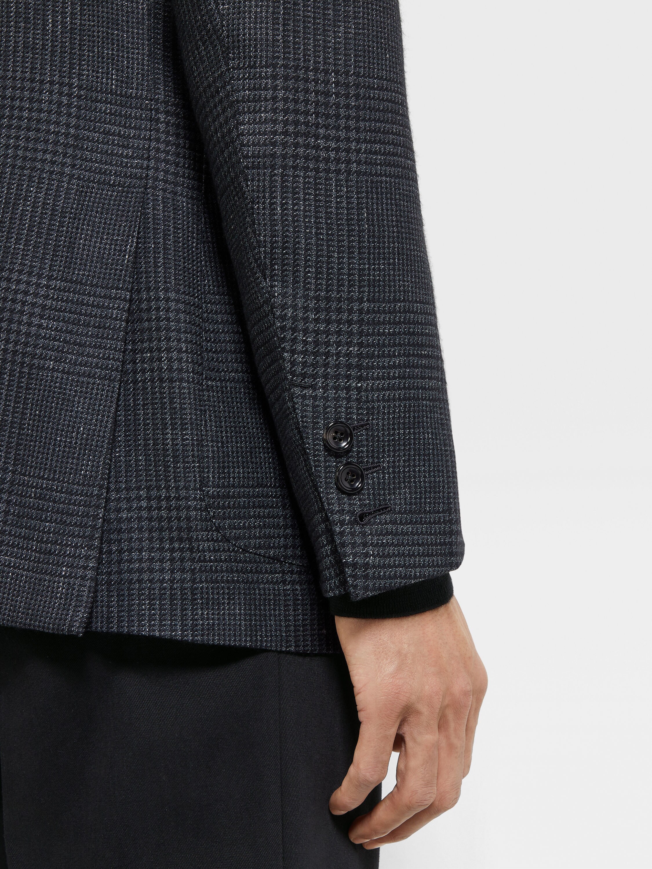 Grey and Black Silk Cashmere and Linen Jacket Product detail photo #2