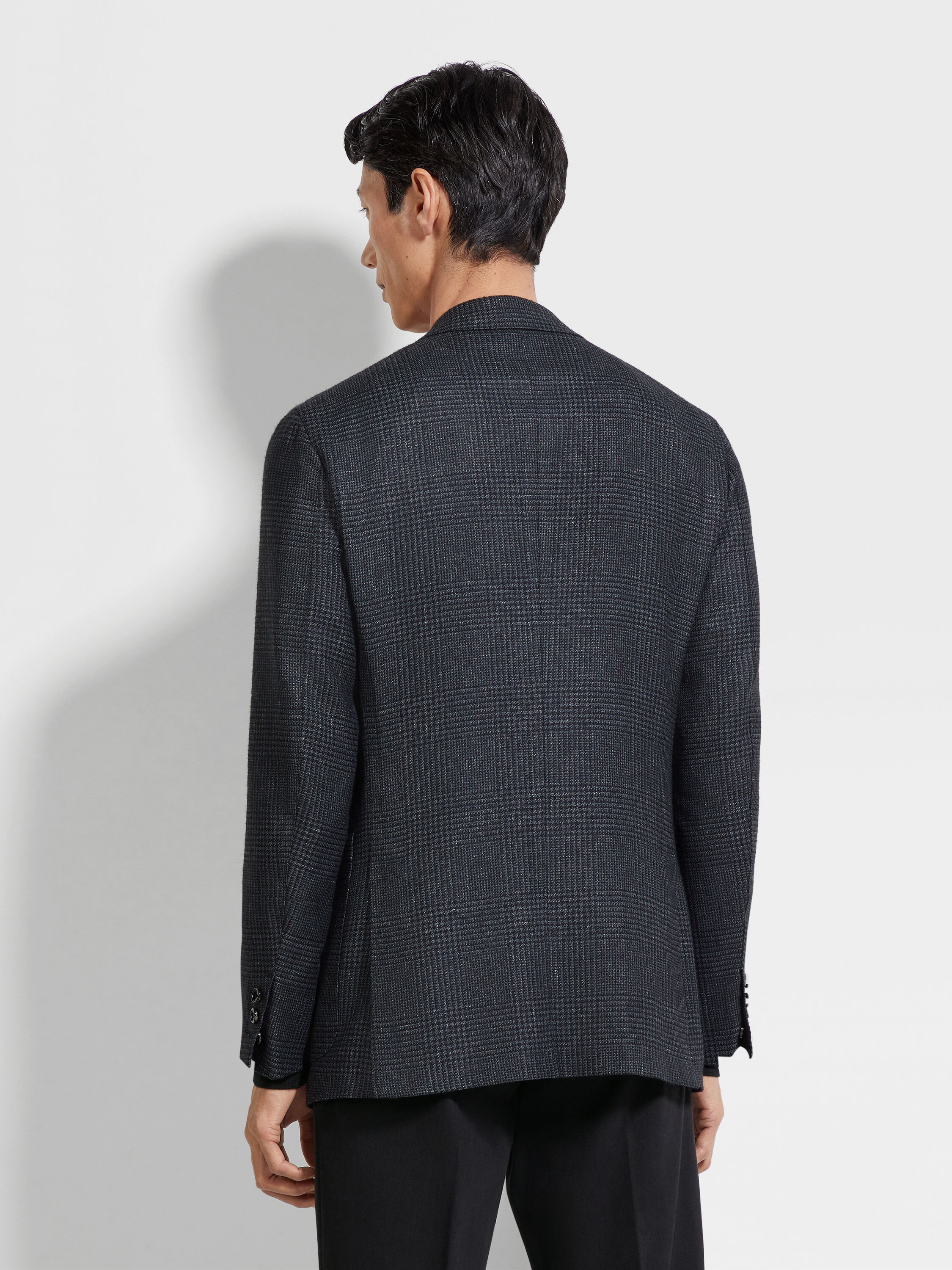 Grey and Black Silk Cashmere and Linen Jacket Product detail photo #4