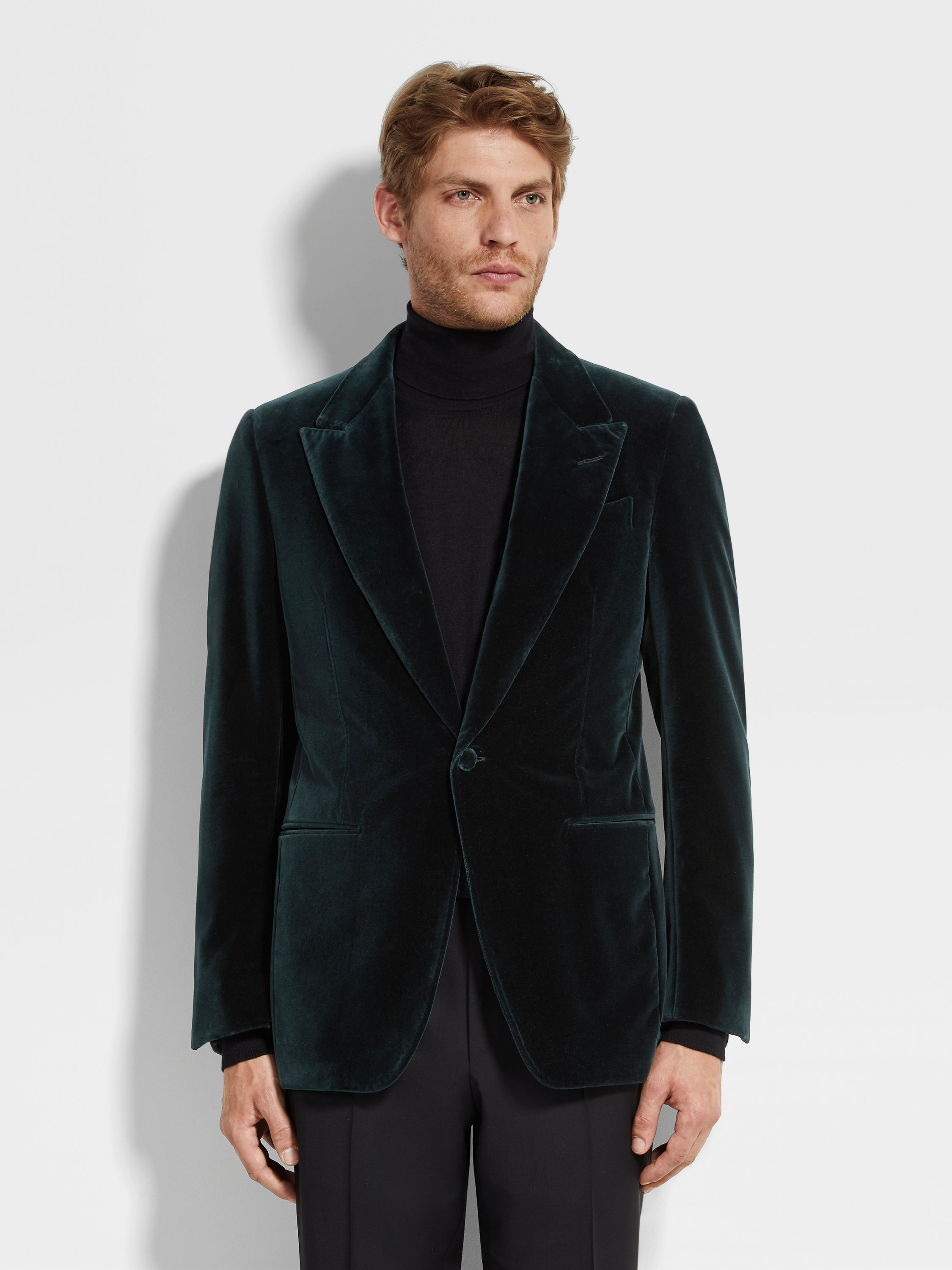 Dark Teal Blue Cotton Jacket Product detail photo #3