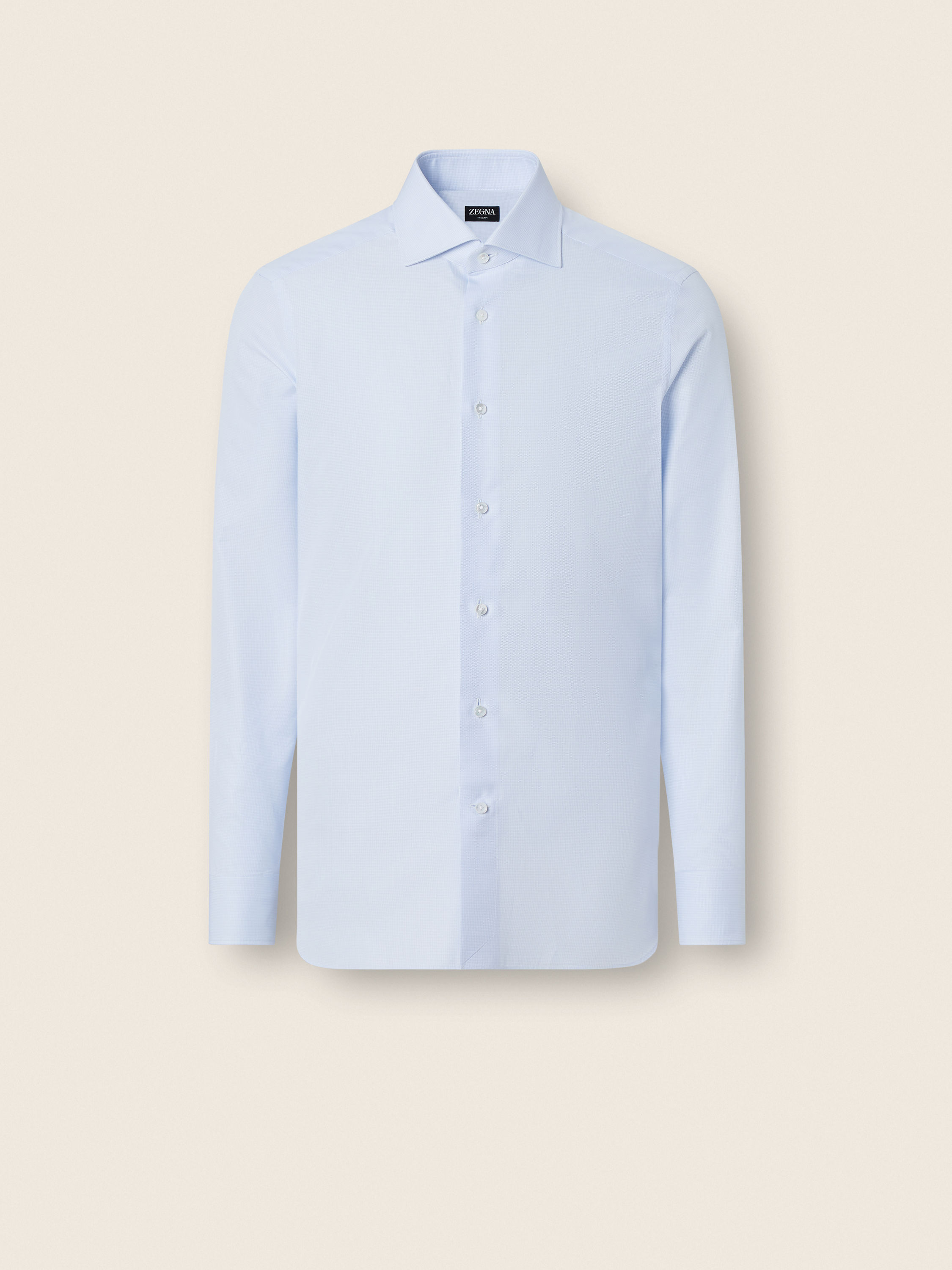 Light Avio Blue Micro-structured Trecapi Cotton Shirt Main product photo