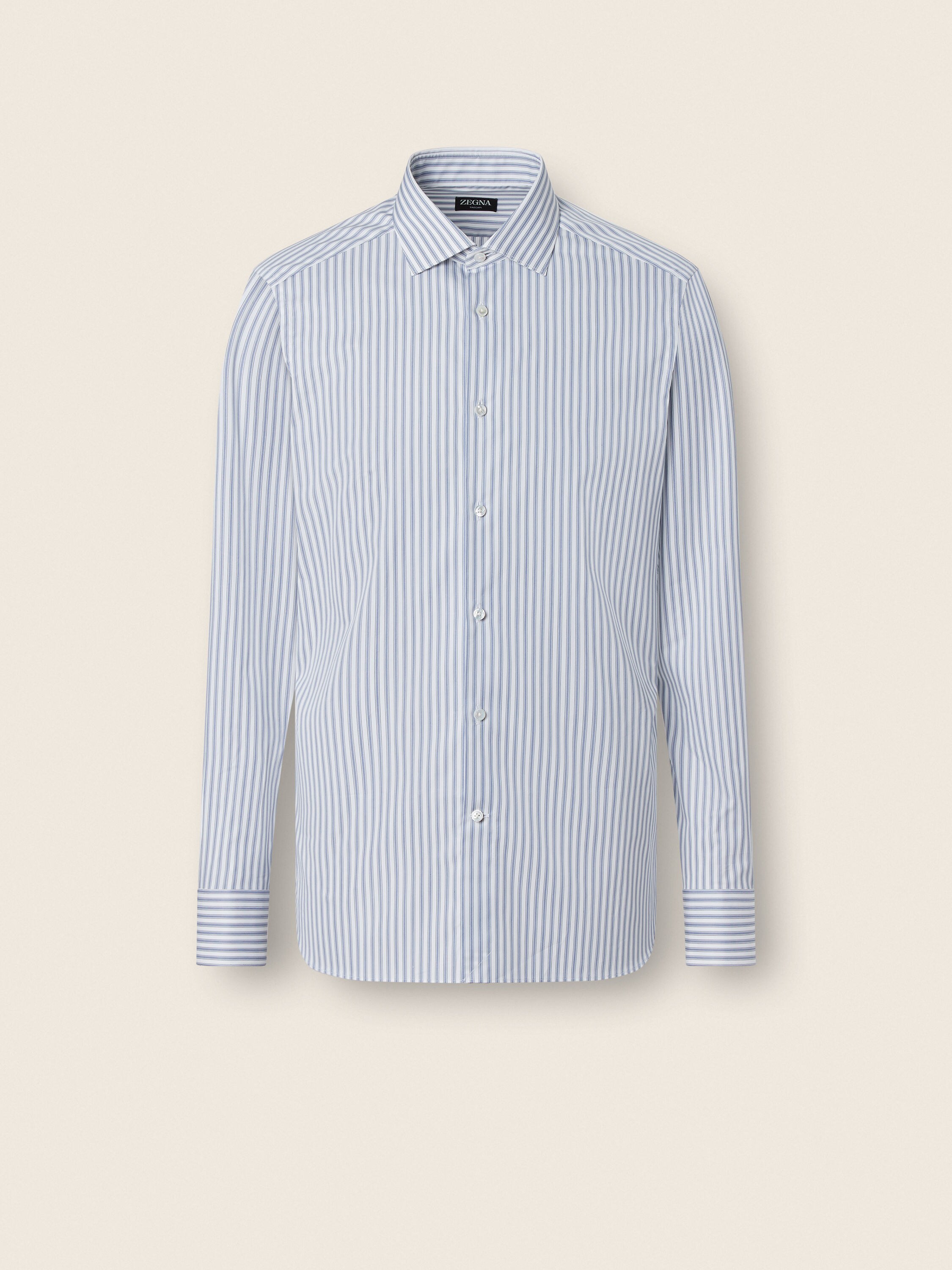 蓝色配白色条纹 Trecapi 棉质衬衫 產品主圖