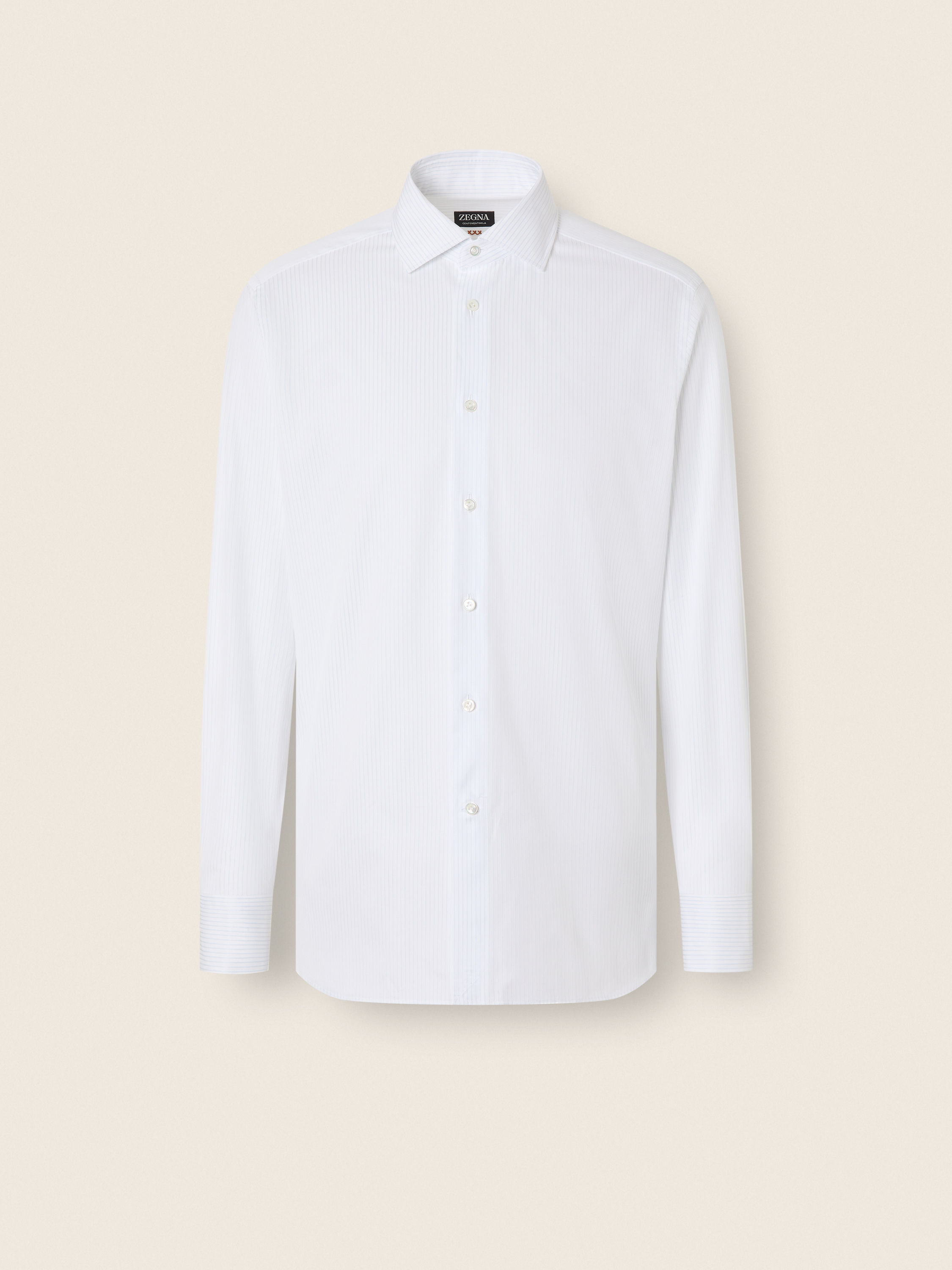 Light Blue and White Structured Striped Centoventimila Cotton Shirt Main product photo