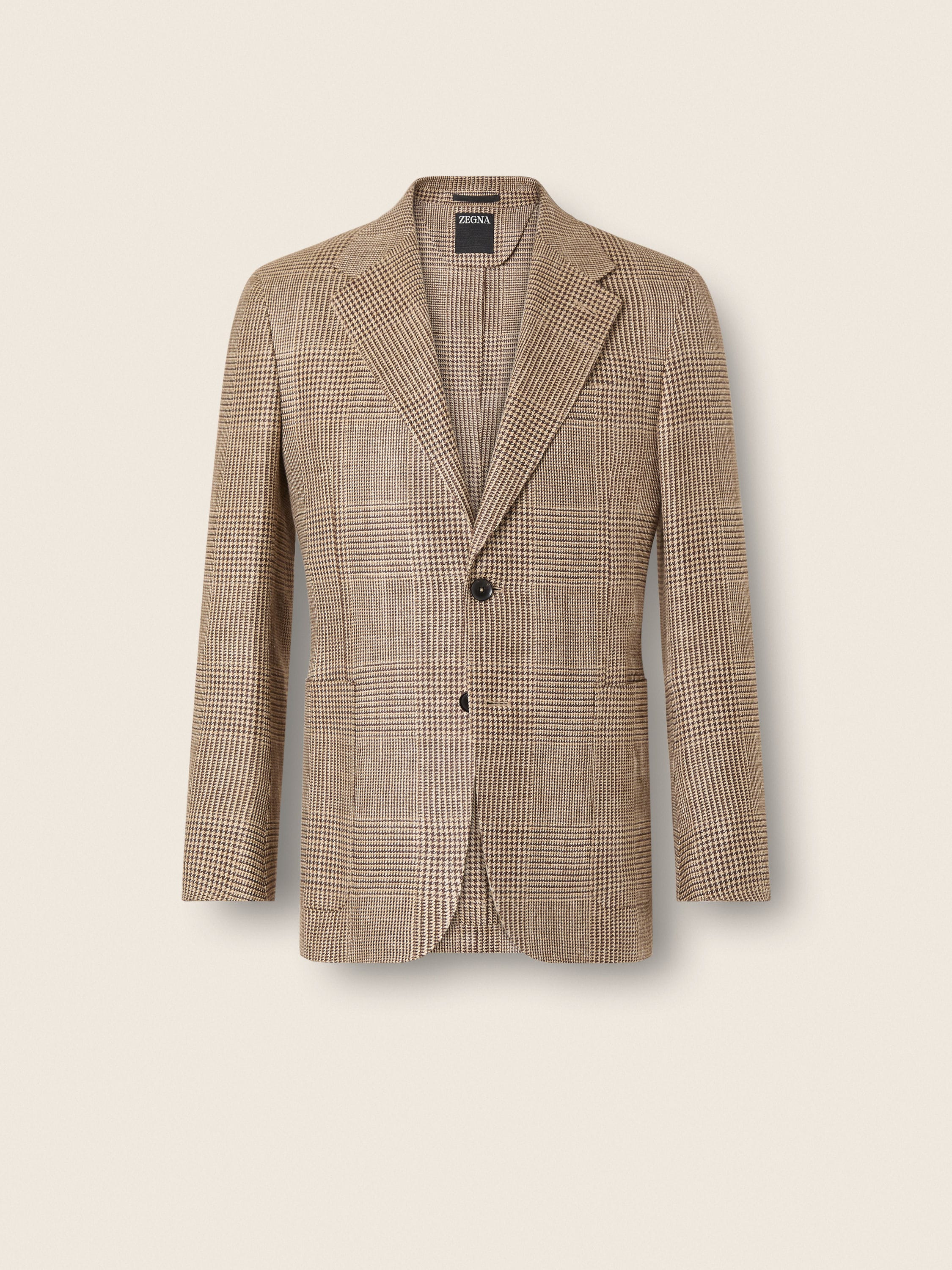 Beige and Dark Brown Silk Linen and Wool Jacket Product detail photo #1