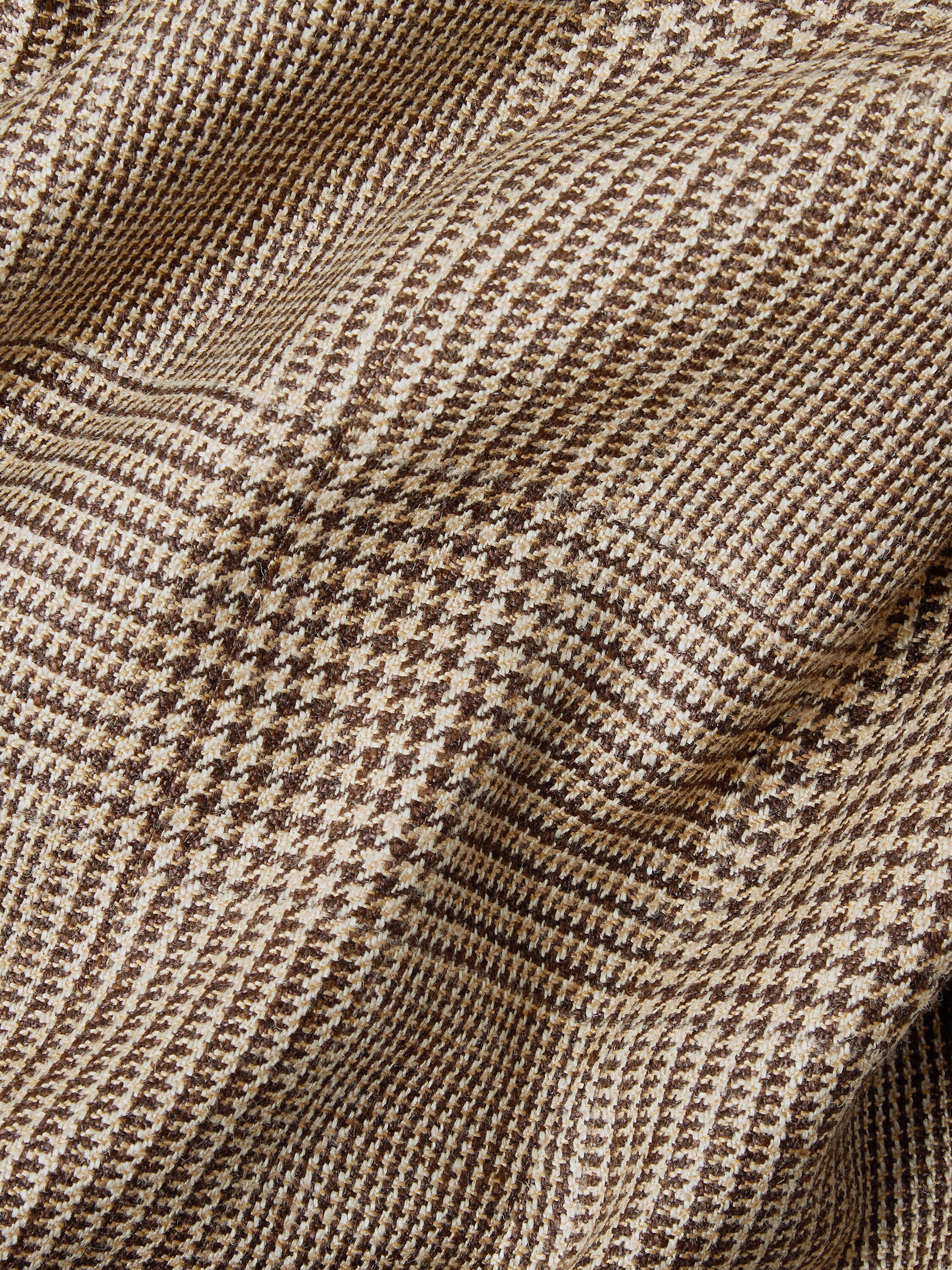Beige and Dark Brown Silk Linen and Wool Jacket Product detail photo #2