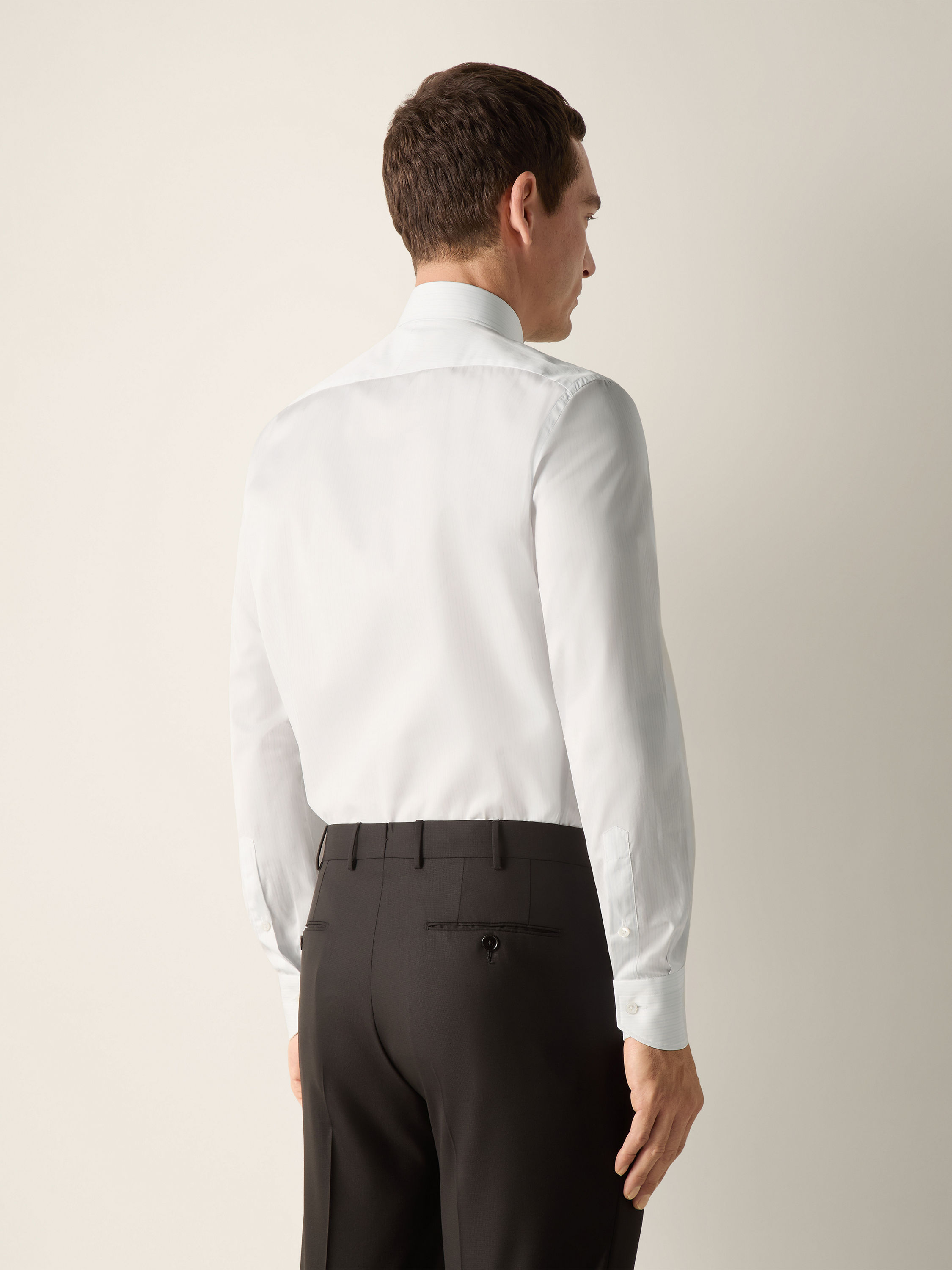 White and Light Blue Striped 300 Cotton Shirt Product detail photo #3