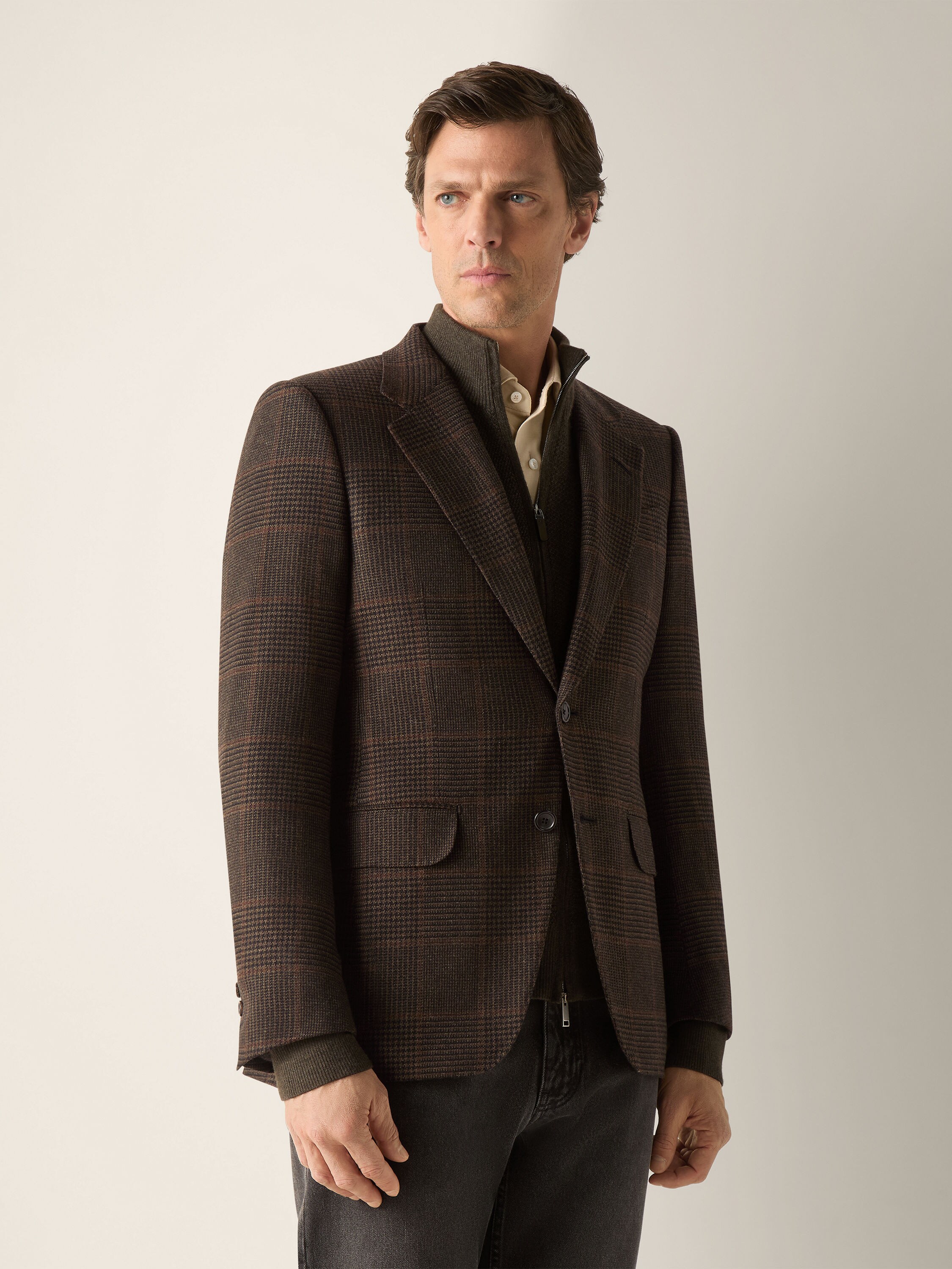 Dark Olive Green and Black Oasi Cashmere Jacket Product detail photo #3
