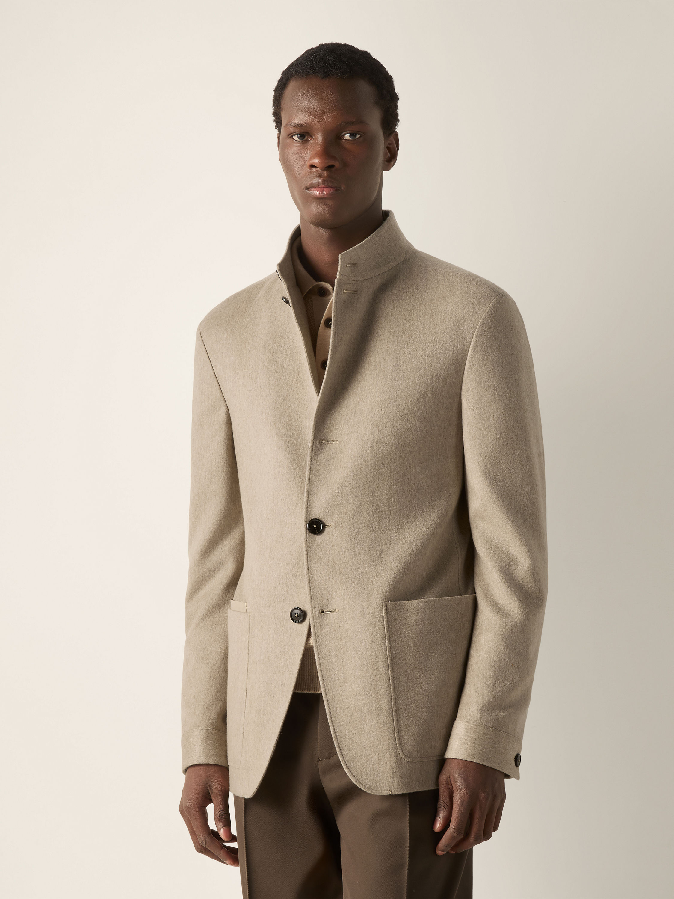 Light Taupe Multimélange Oasi Cashmere Il Conte Jacket Product detail photo #3