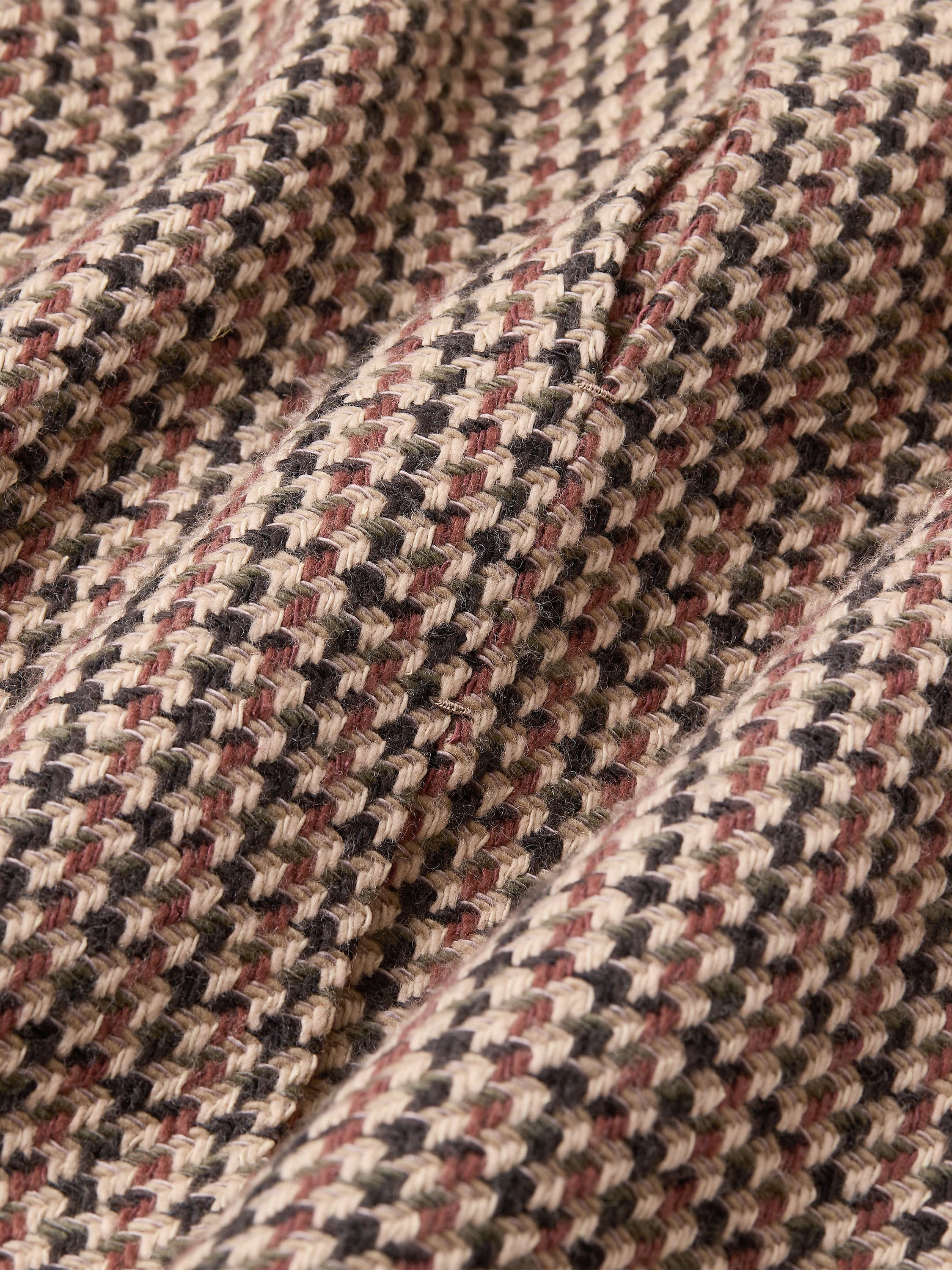 Beige Black and Reddish Brown Wool and Paper Yarn Overcoat Product detail photo #4