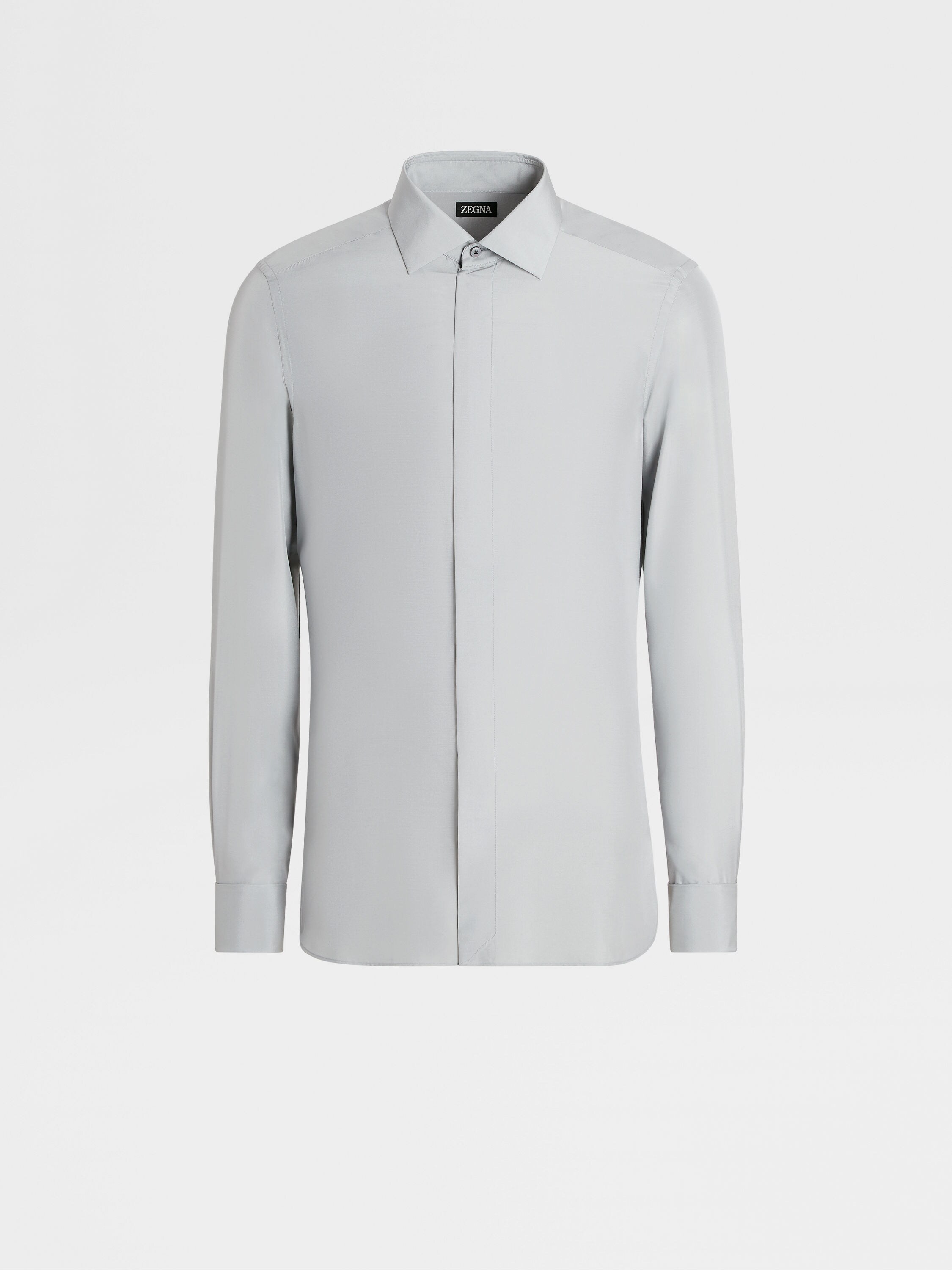 Light Grey Pure Silk Long-sleeve Evening Shirt Main product photo