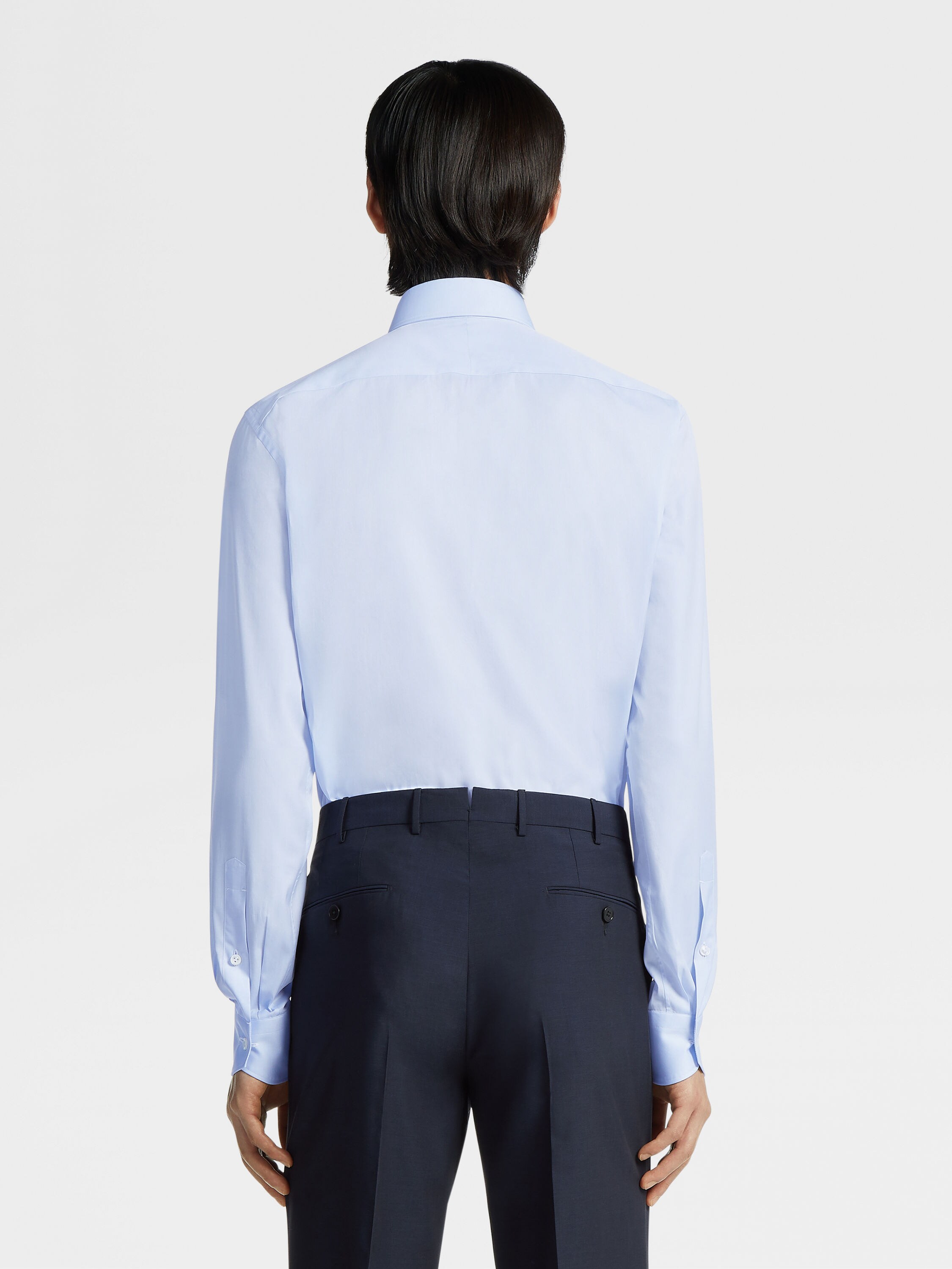 Light Blue 300 Cotton Long-sleeve Tailoring Shirt Product detail photo #3