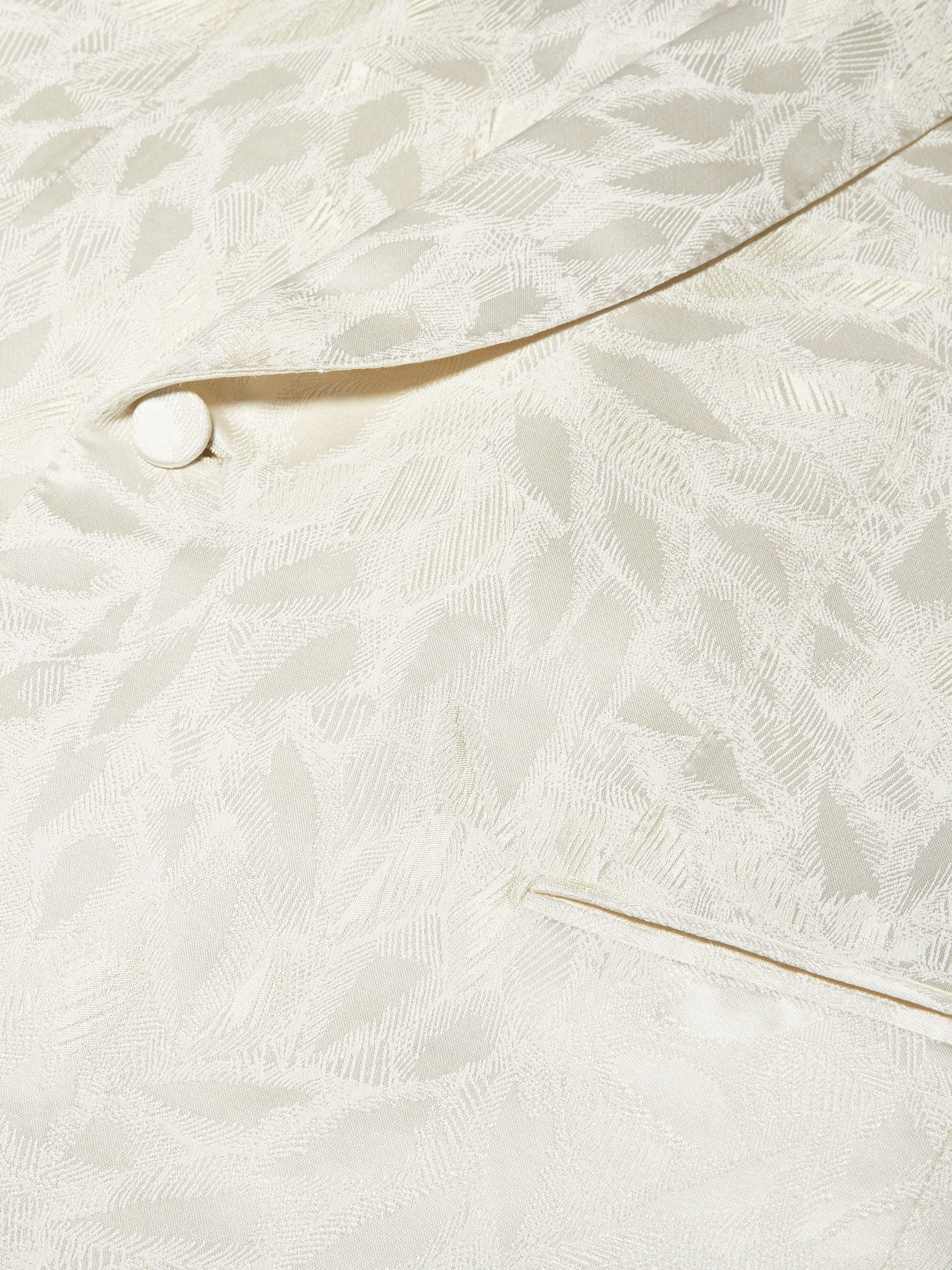 白色提花桑蚕丝及羊毛晚装夹克 產品細節圖 #2