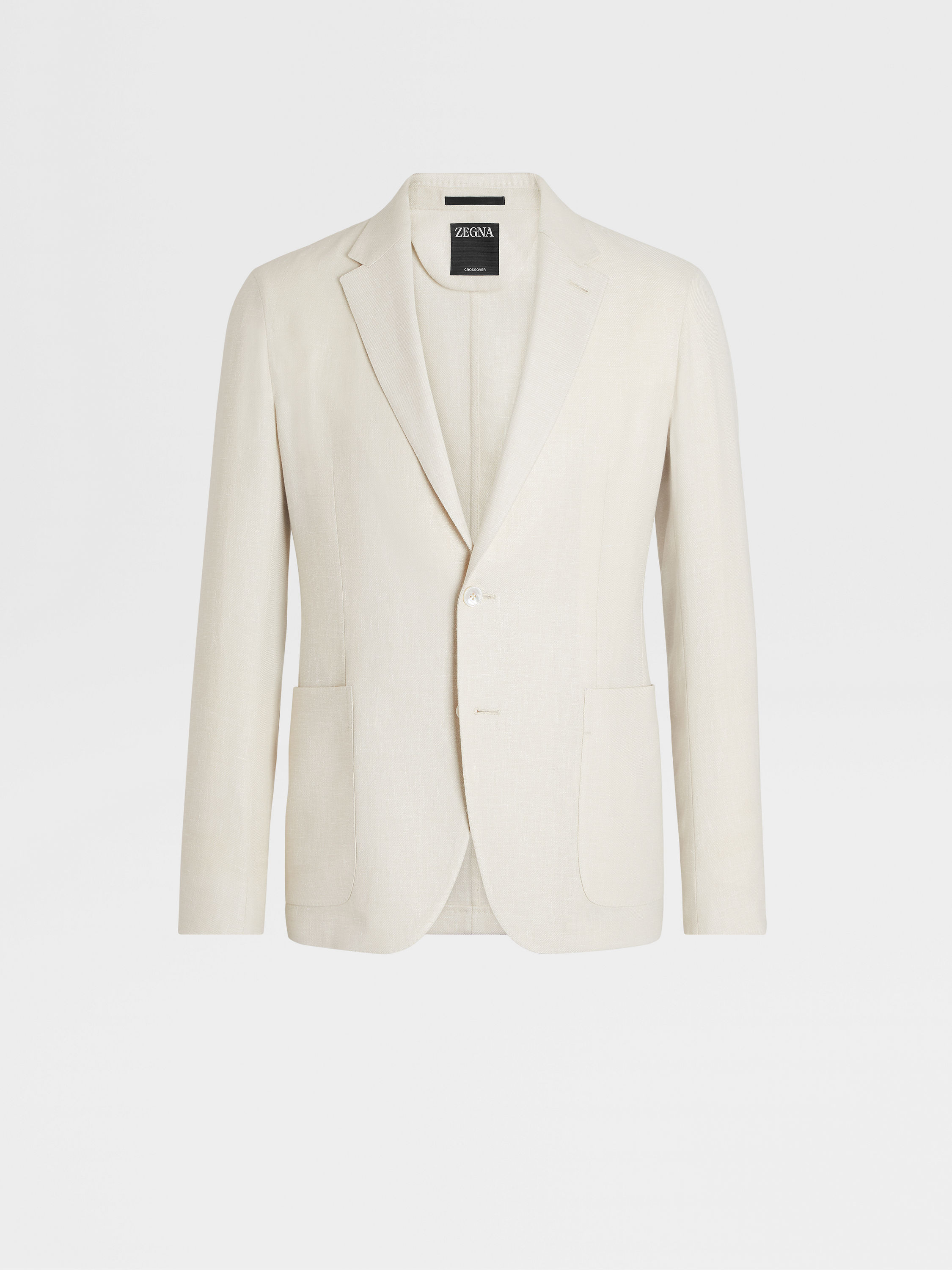 米白色微型结构 Crossover 亚麻及羊毛混纺衬衫夹克