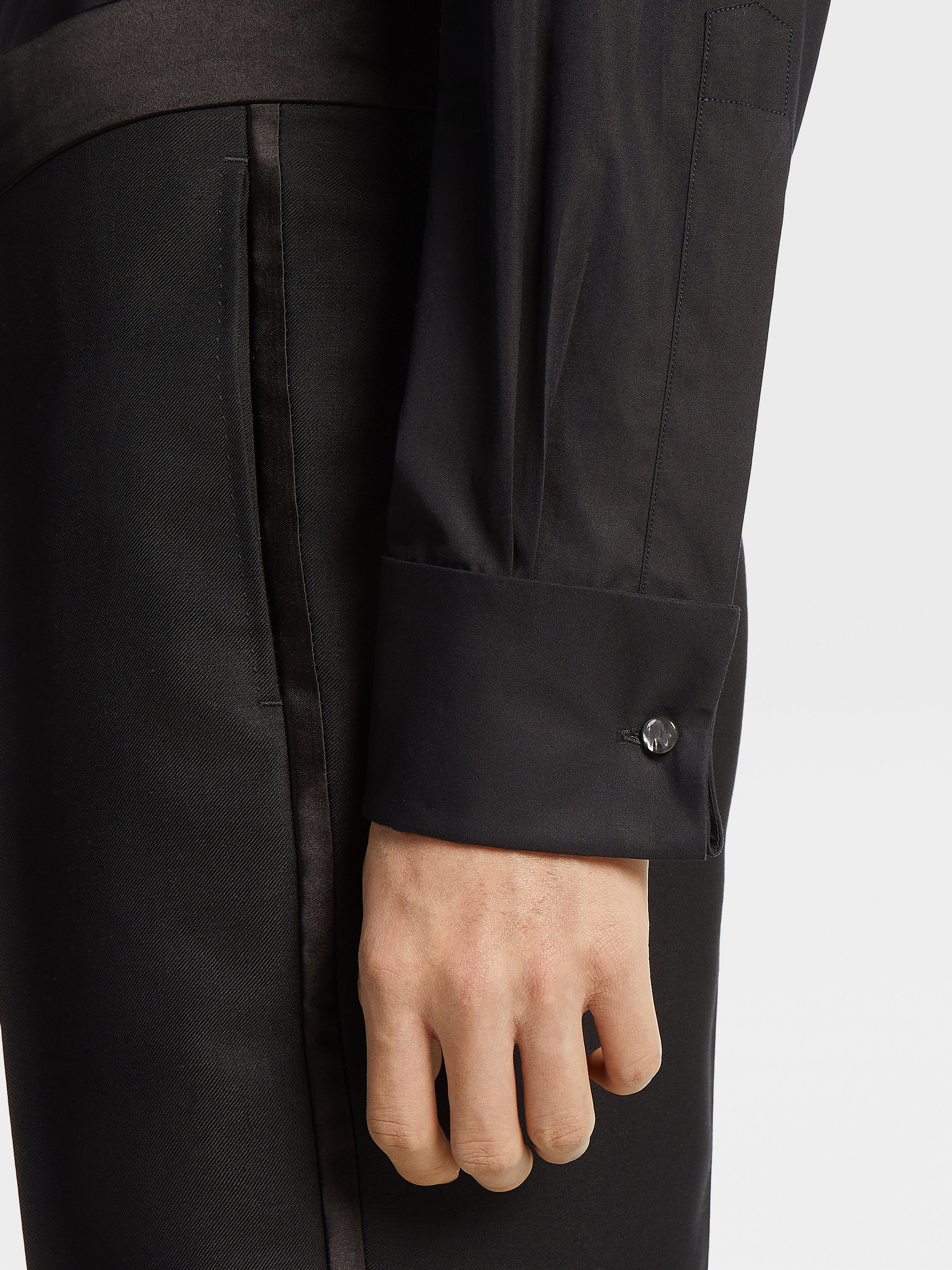 黑色 Trofeo™ 桑蚕丝晚装衬衫 產品細節圖 #2