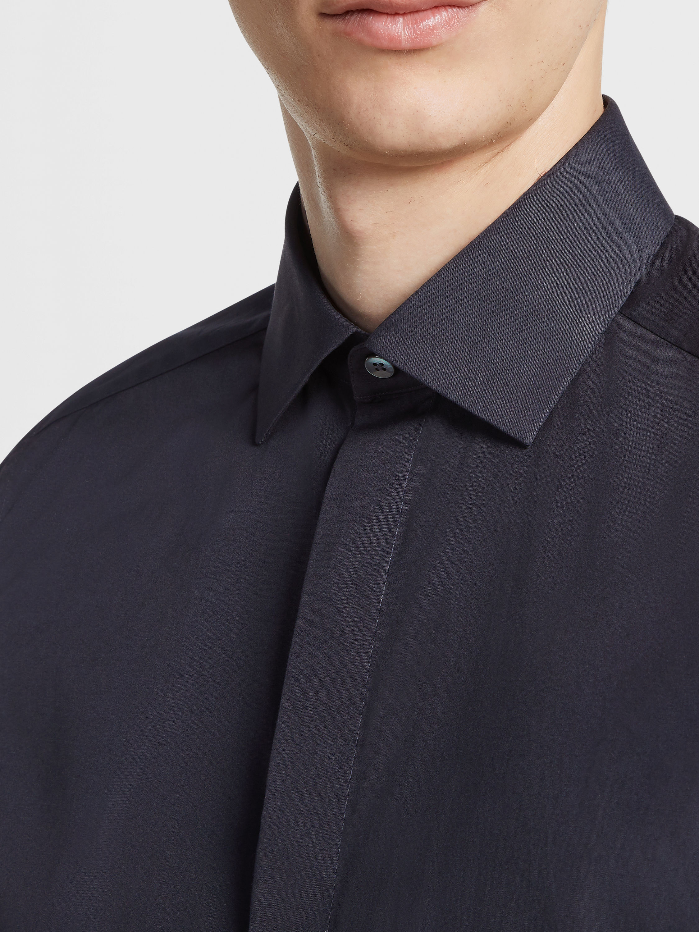 Navy Blue Trofeo™ Silk Evening Shirt Product detail photo #2