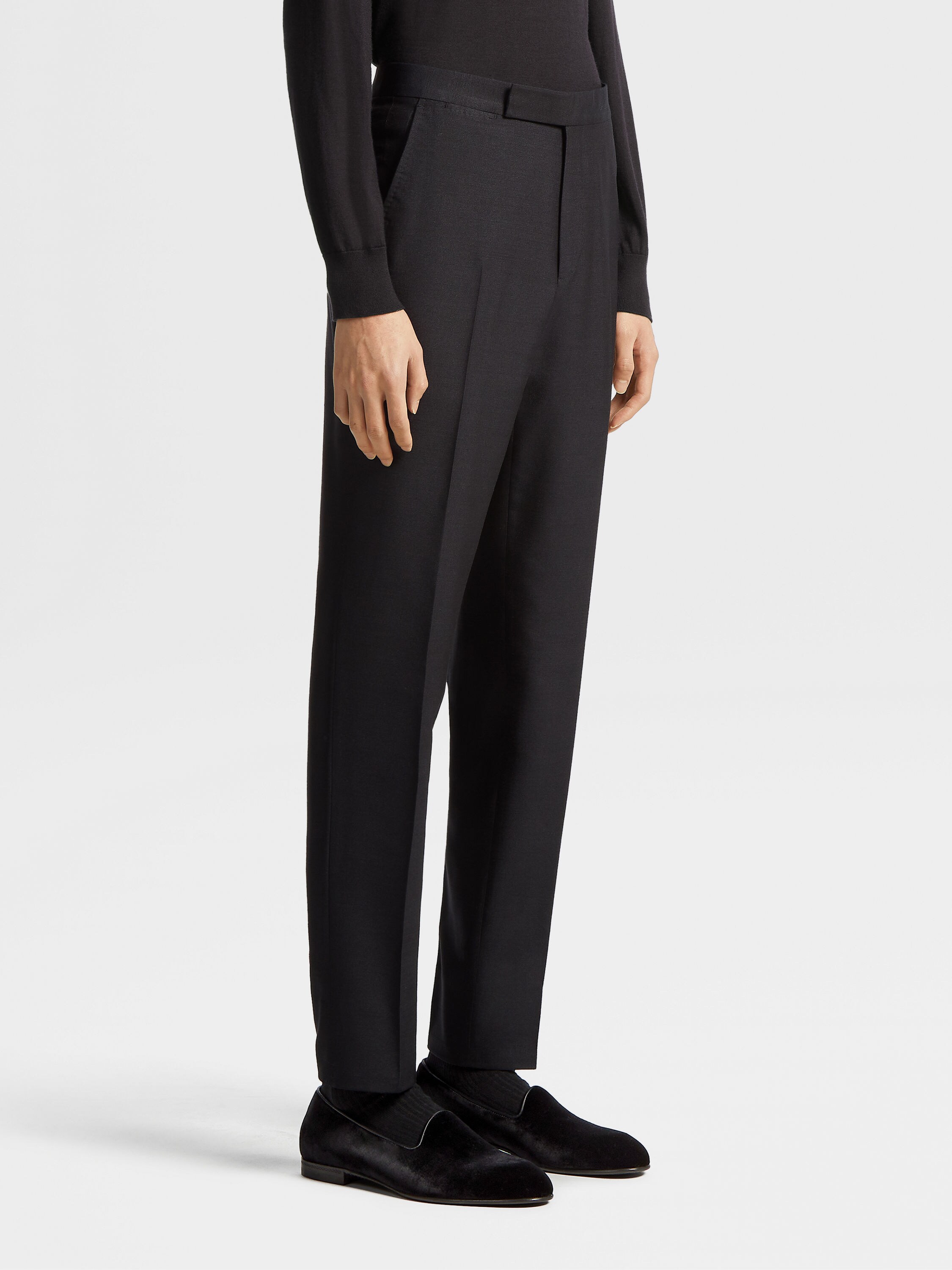 黑色桑蚕丝晚装长裤 产品细节图 #1