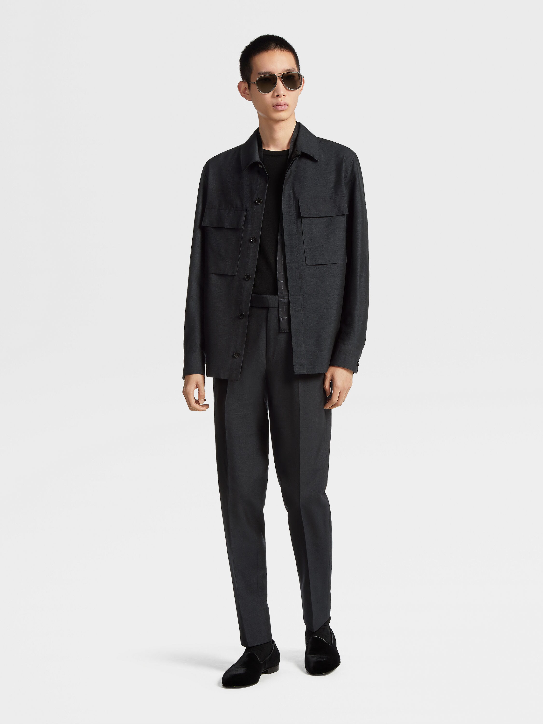 黑色桑蚕丝晚装长裤 产品细节图 #5