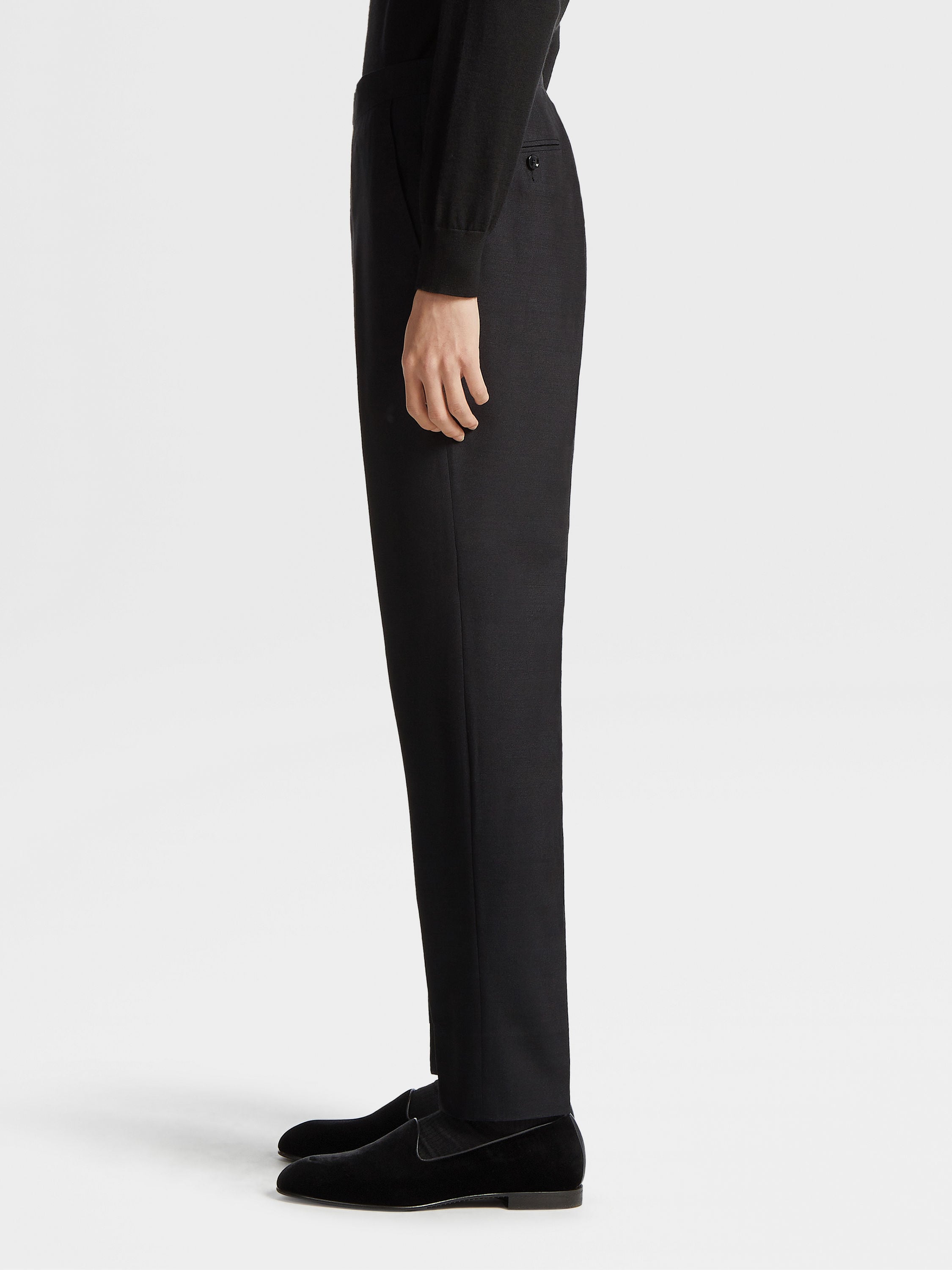 黑色桑蚕丝晚装长裤 产品细节图 #3