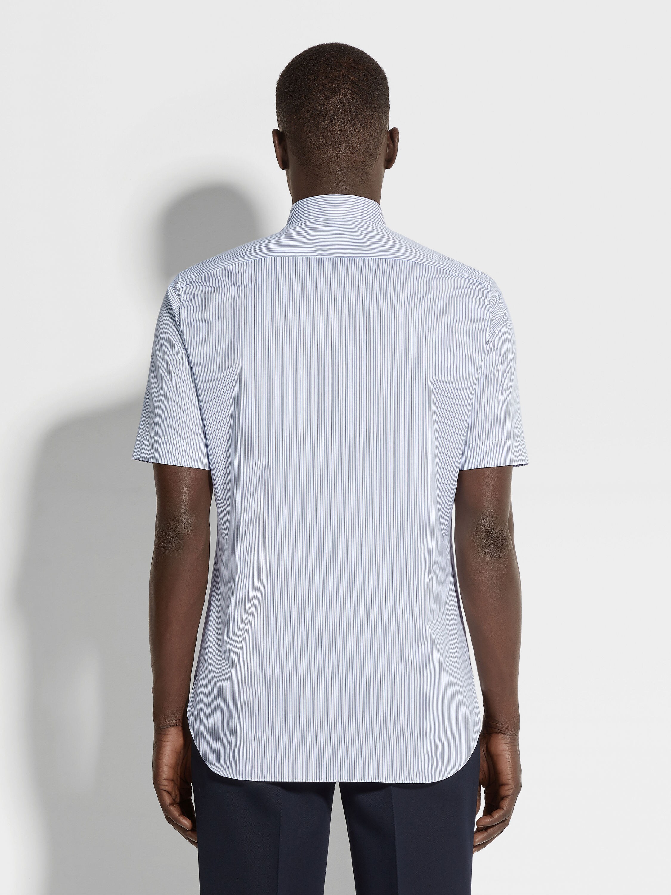 浅蓝色配白色细条纹 Trecapi 棉质衬衫 產品細節圖 #3