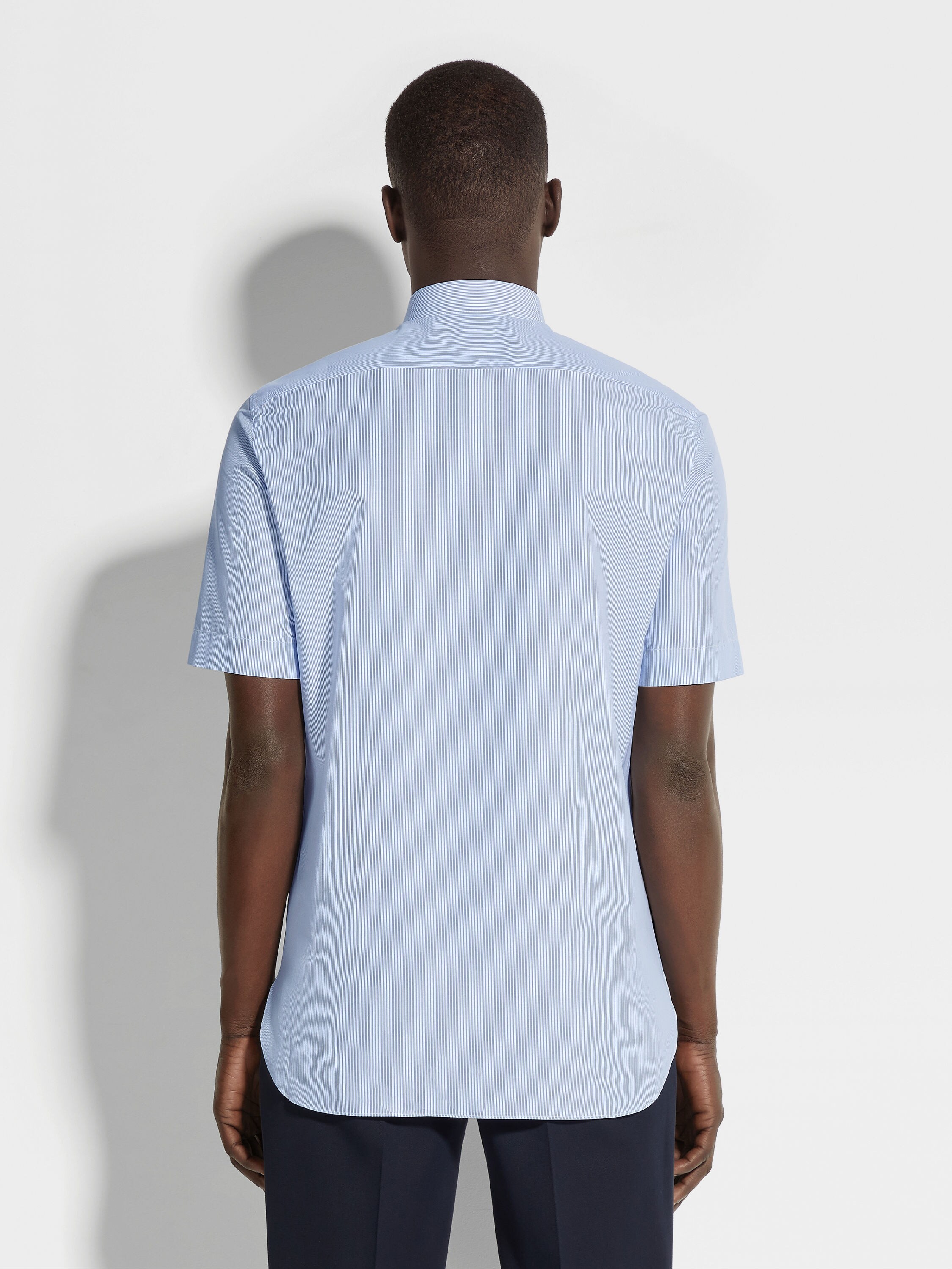 浅蓝色配白色细条纹 Trecapi 棉质衬衫 產品細節圖 #3