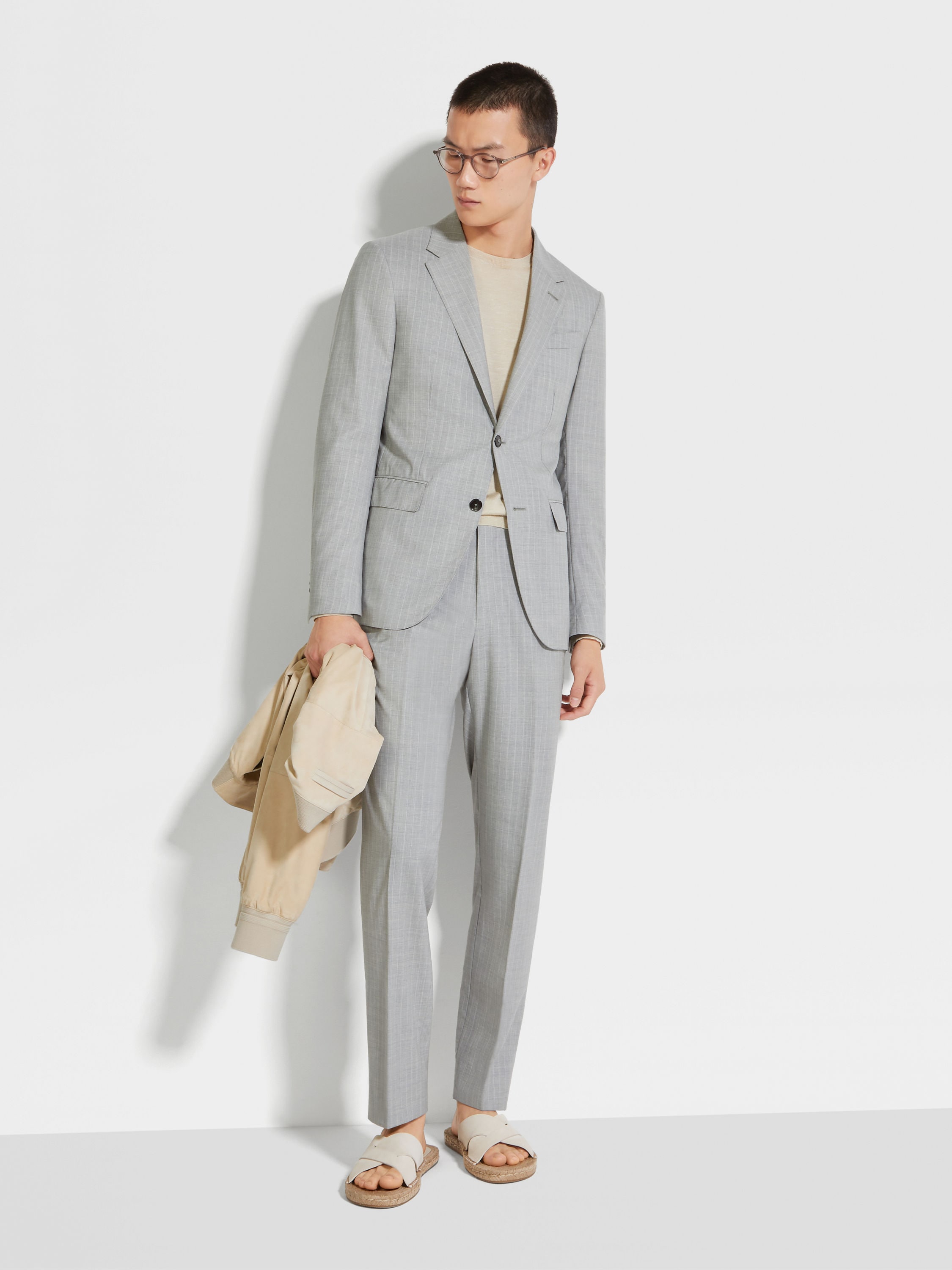 Light Grey and White 14milmil14 Wool Suit Main product photo