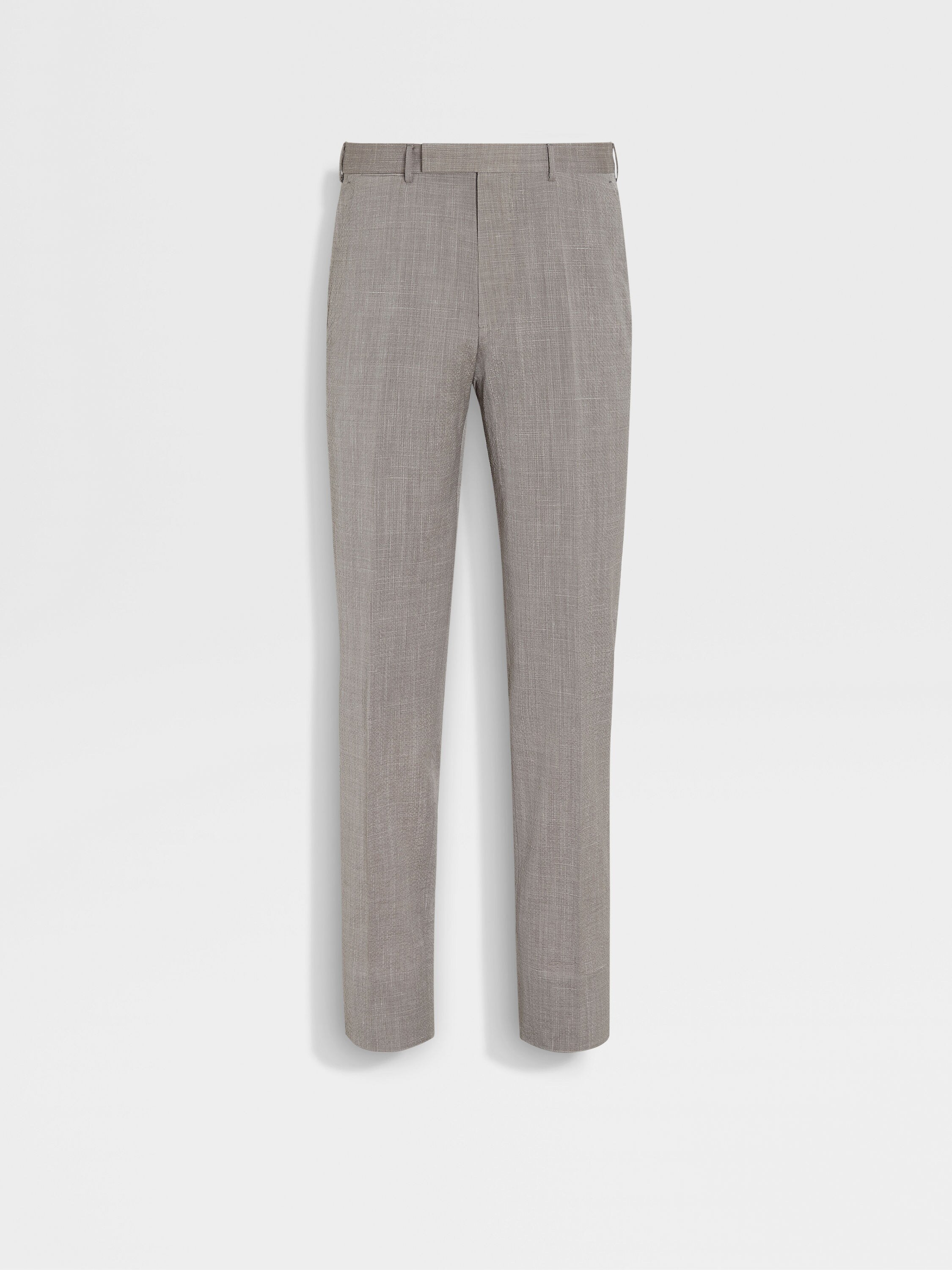 Taupe Trofeo™ Seersucker Wool Silk and Linen Blend Pants Main product photo
