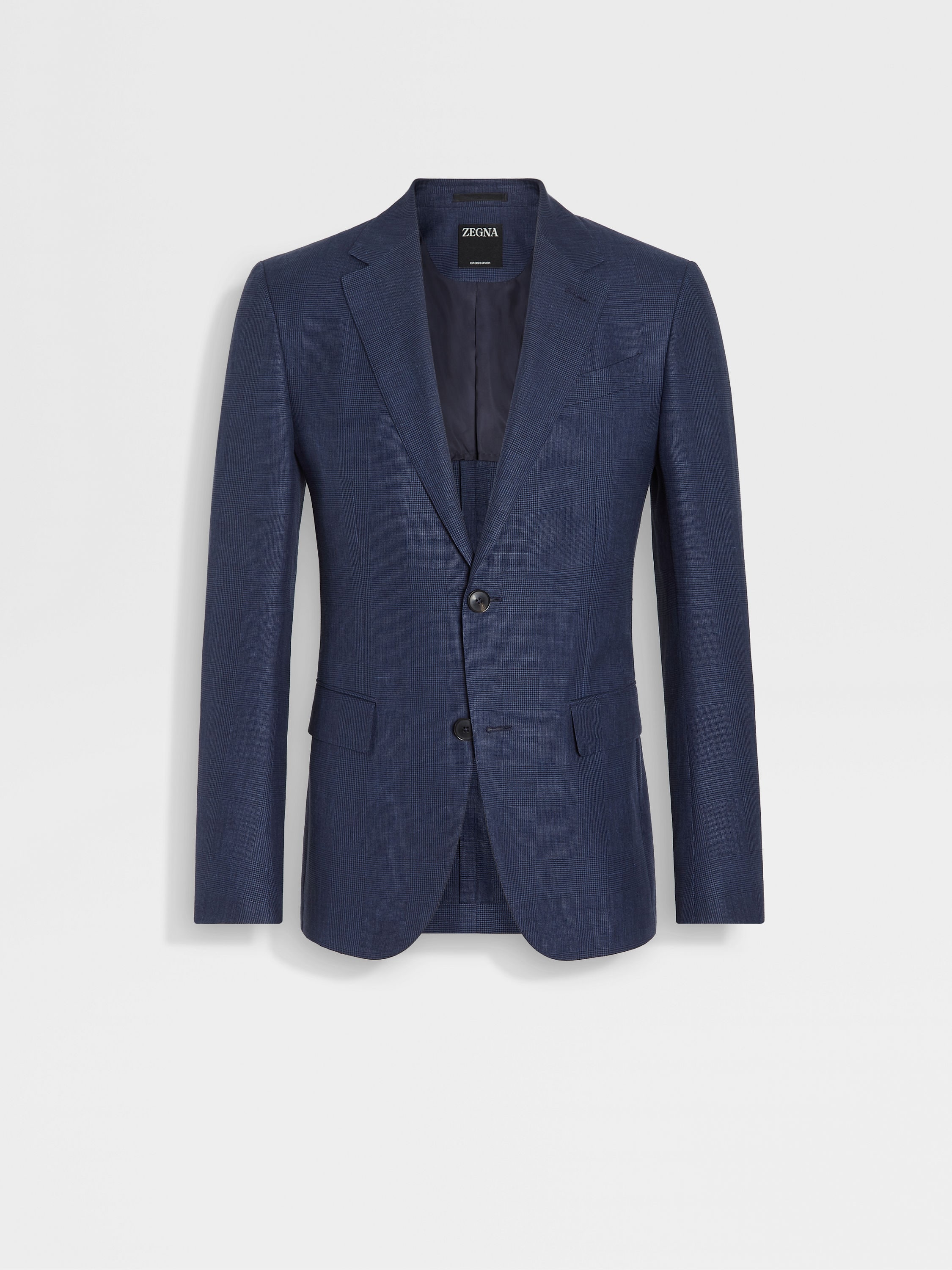 Blue and Navy Blue Crossover Wool Blend Jacket