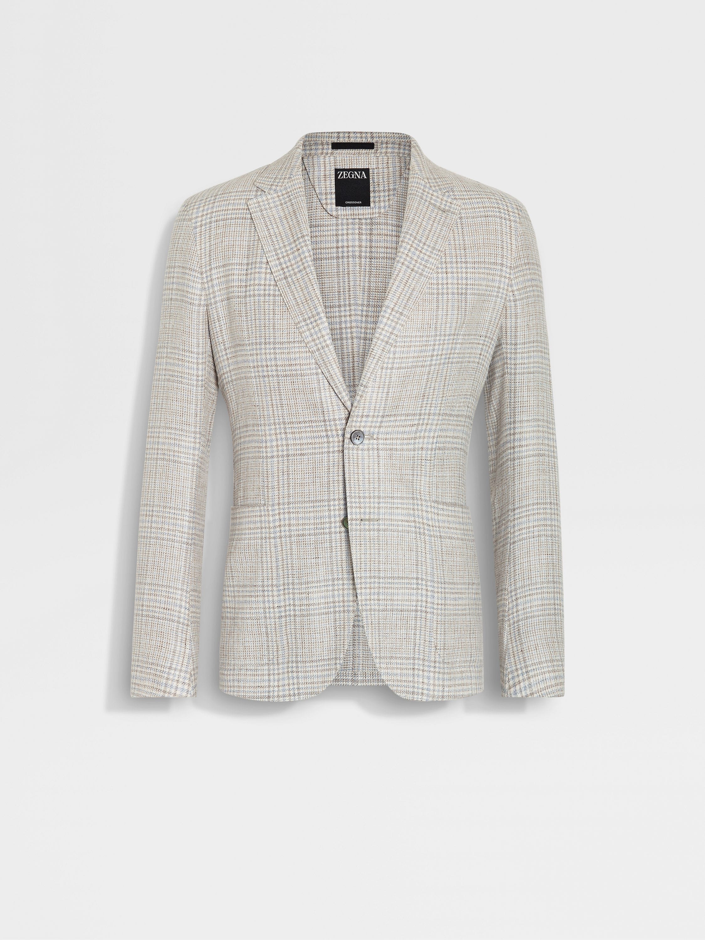 Light Beige Crossover Linen Wool and Silk Shirt Jacket