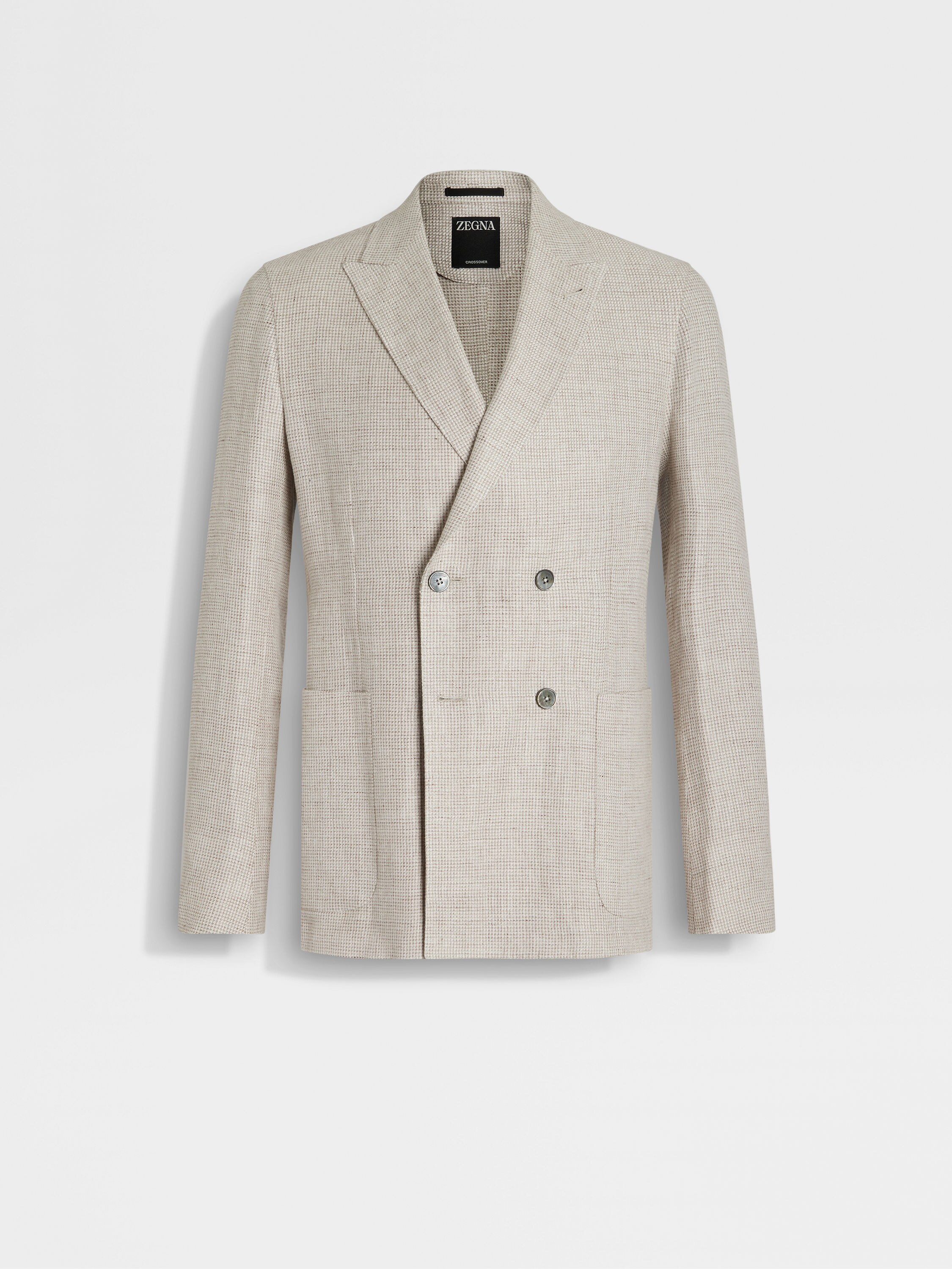 Light Beige and Beige Crossover Linen Wool and Silk Jacket