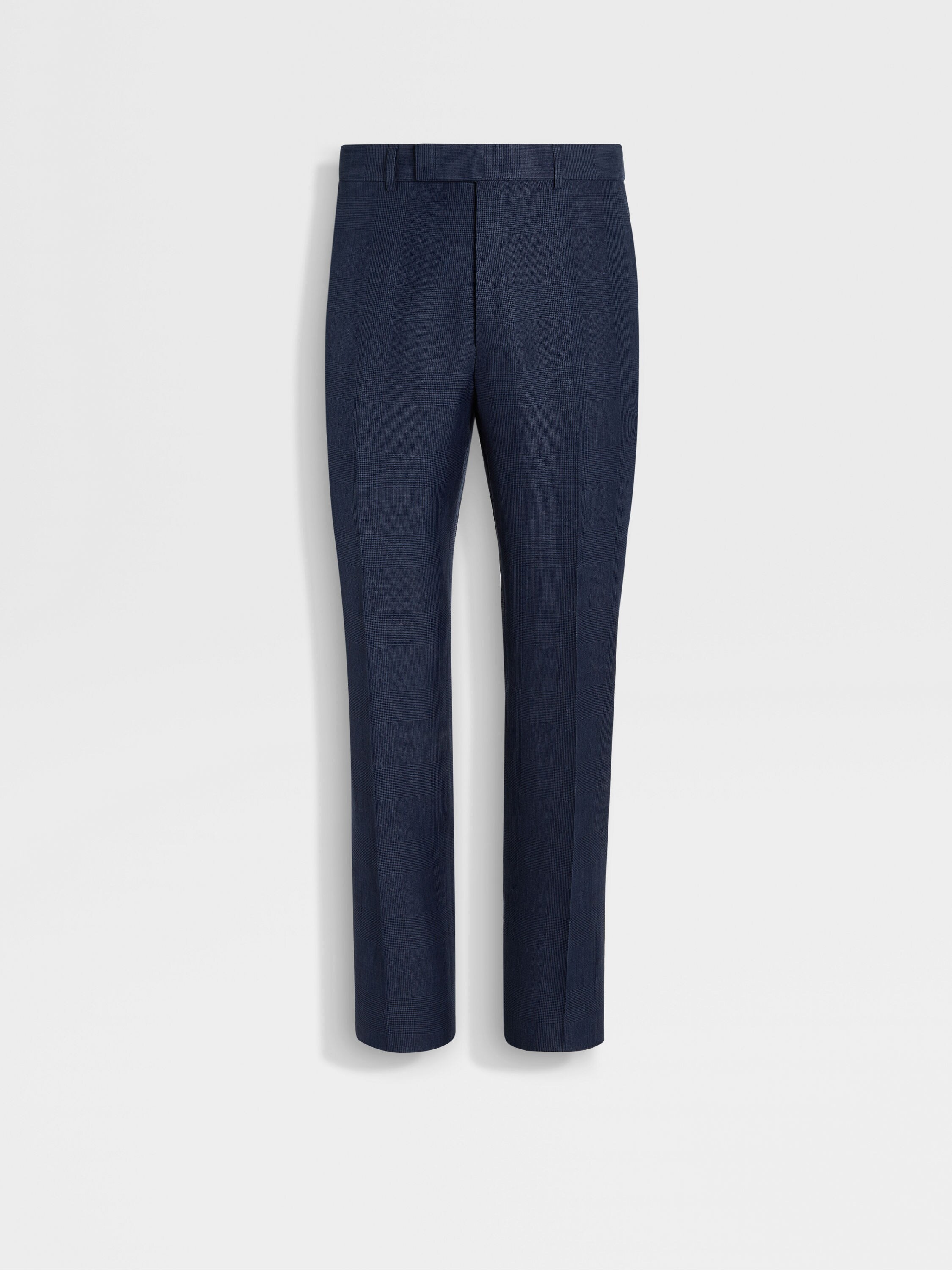 Blue and Navy Blue Crossover Wool Blend Pants