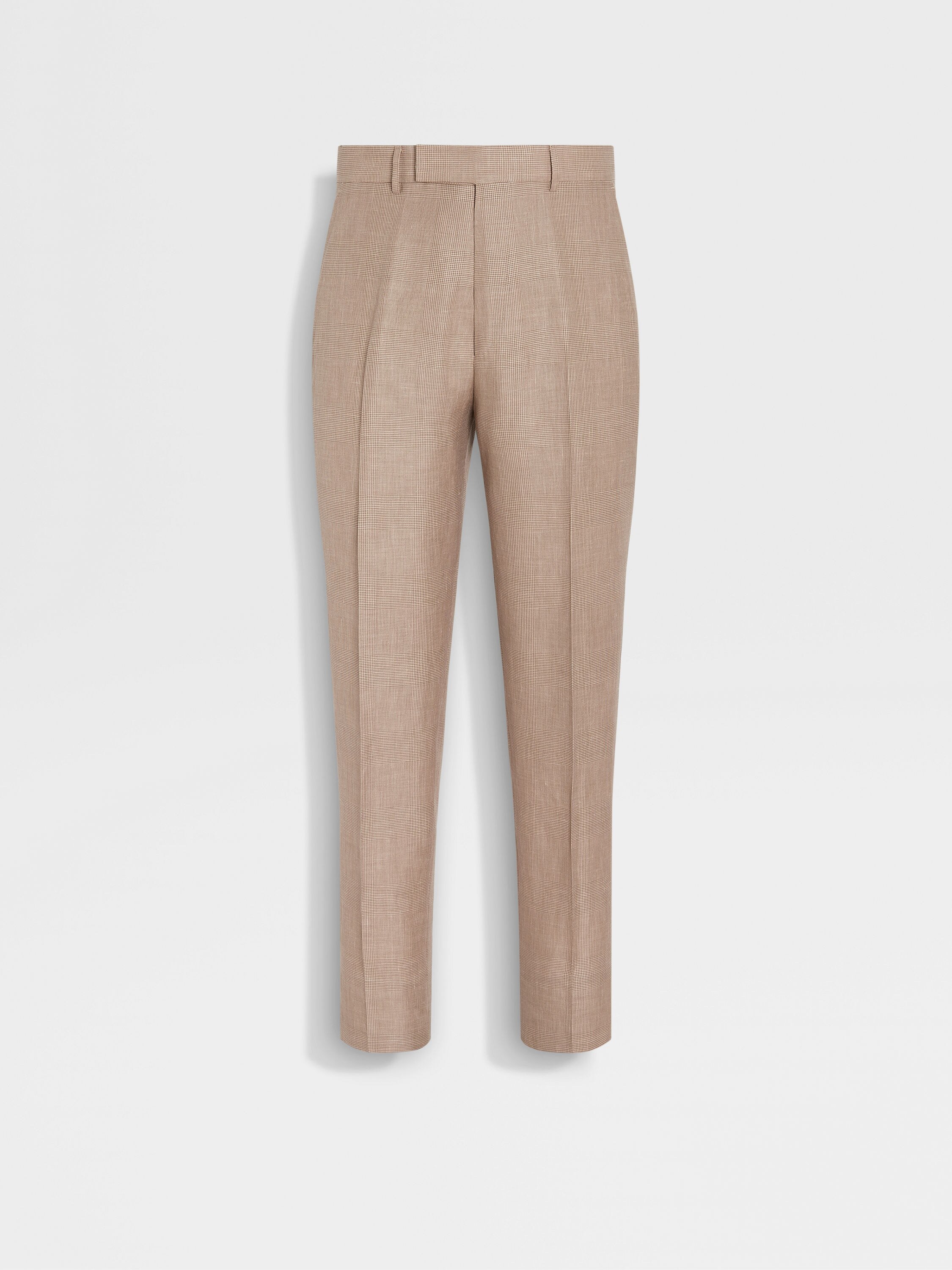 Light Beige and Beige Crossover Wool Blend Pants
