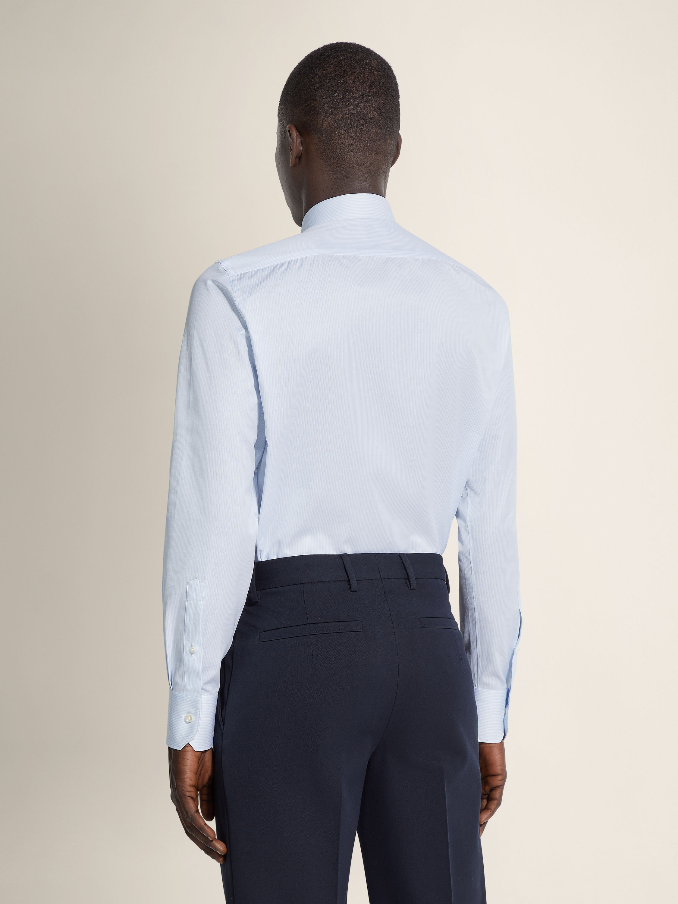白色配浅蓝色细条纹 Trofeo™ 棉质衬衫 產品細節圖 #3