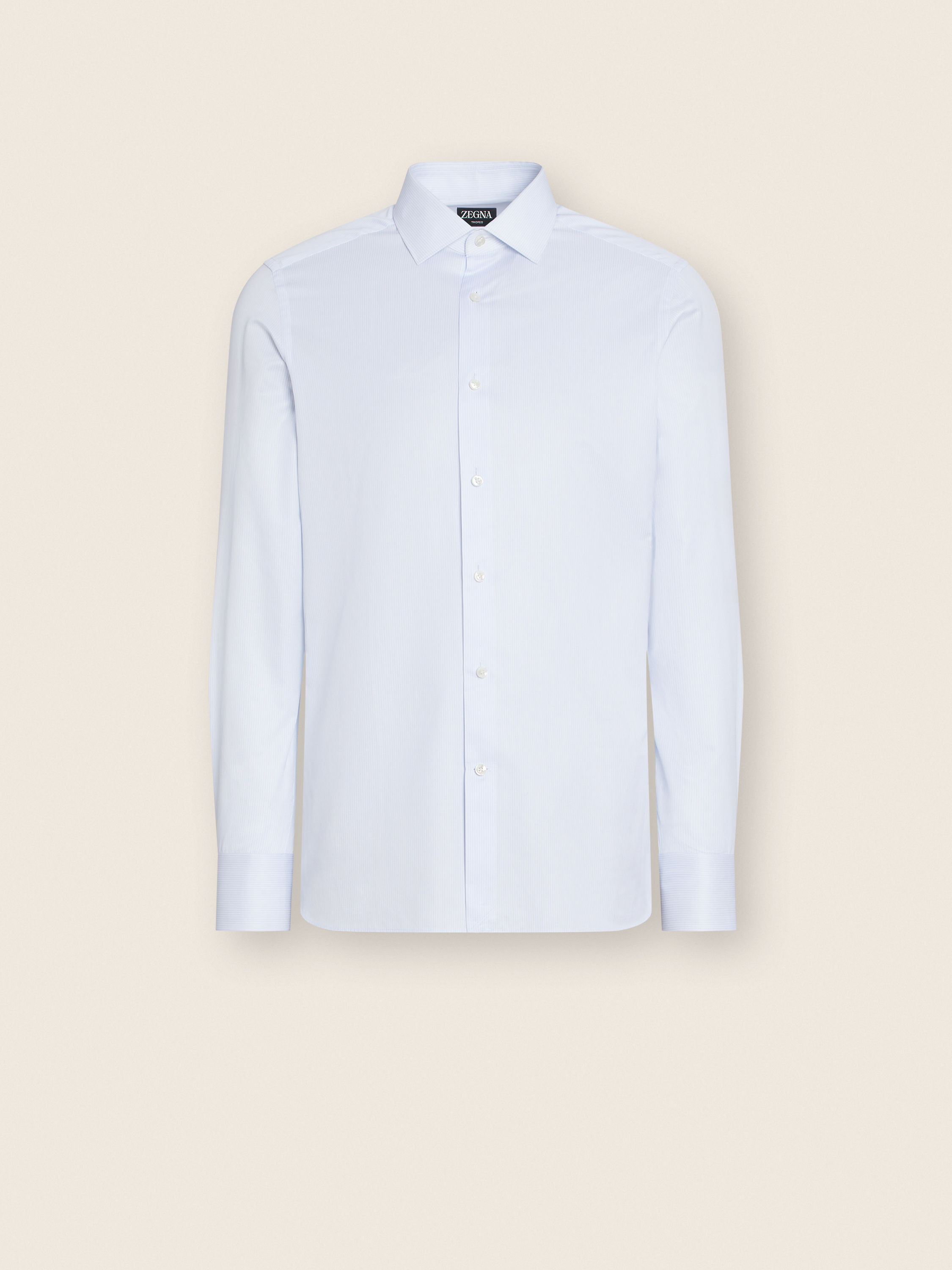 白色配浅蓝色细条纹 Trofeo™ 棉质衬衫 產品主圖