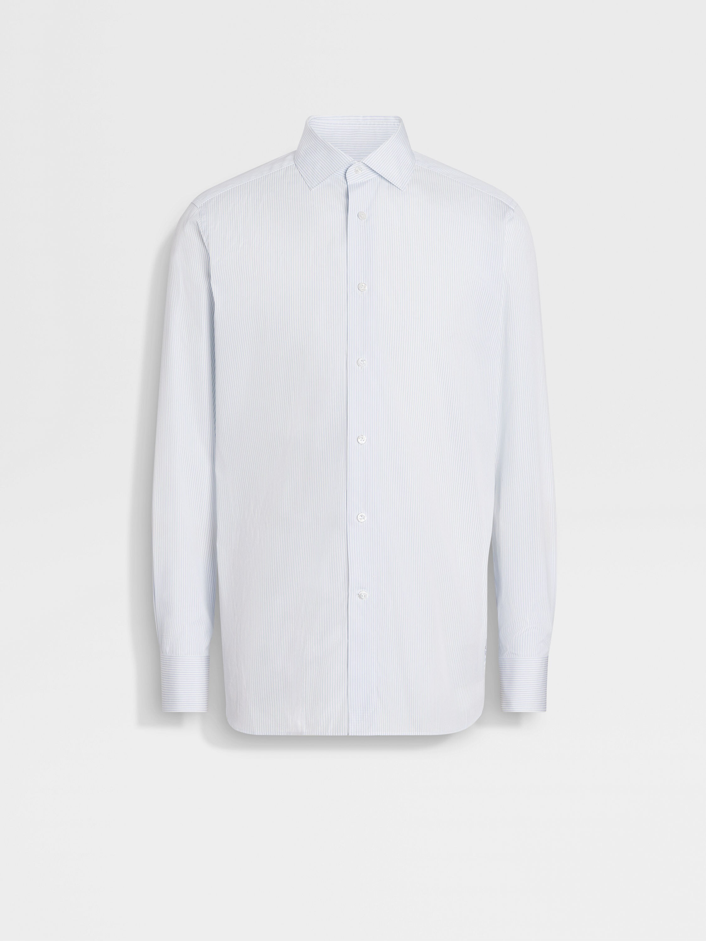 Light Blue and White Striped Centoventimila Cotton Shirt Main product photo