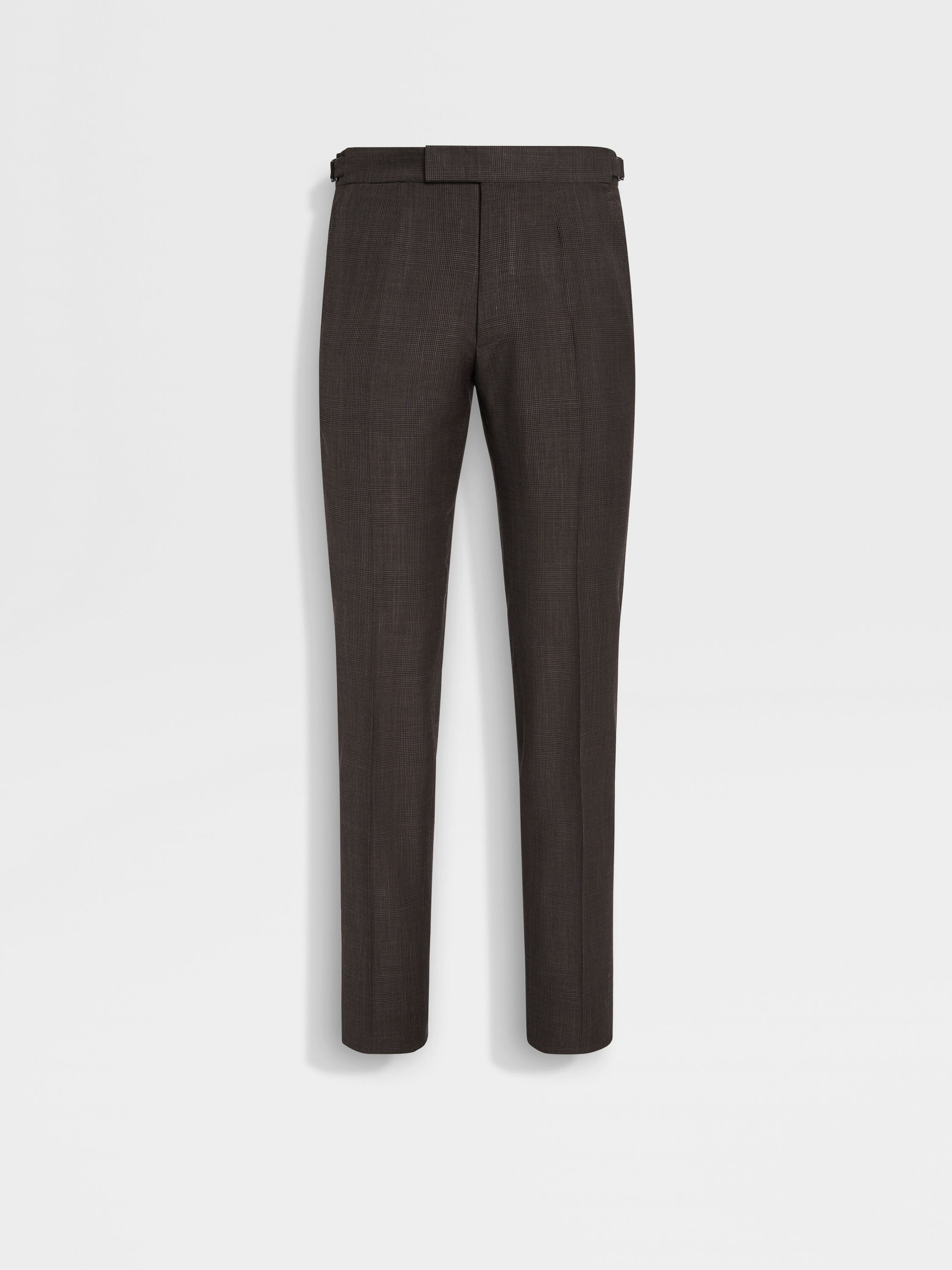 Brown and Dark Brown Crossover Wool Silk and Linen Pants Main product photo