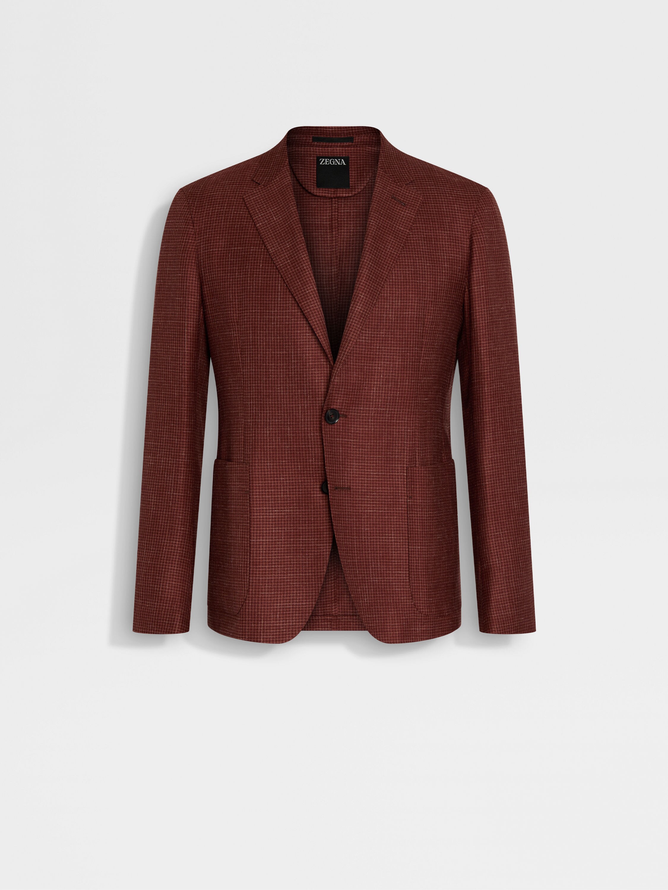 Brick Red and Dark Brick Red Cashmere Silk and Linen Jacket Main product photo