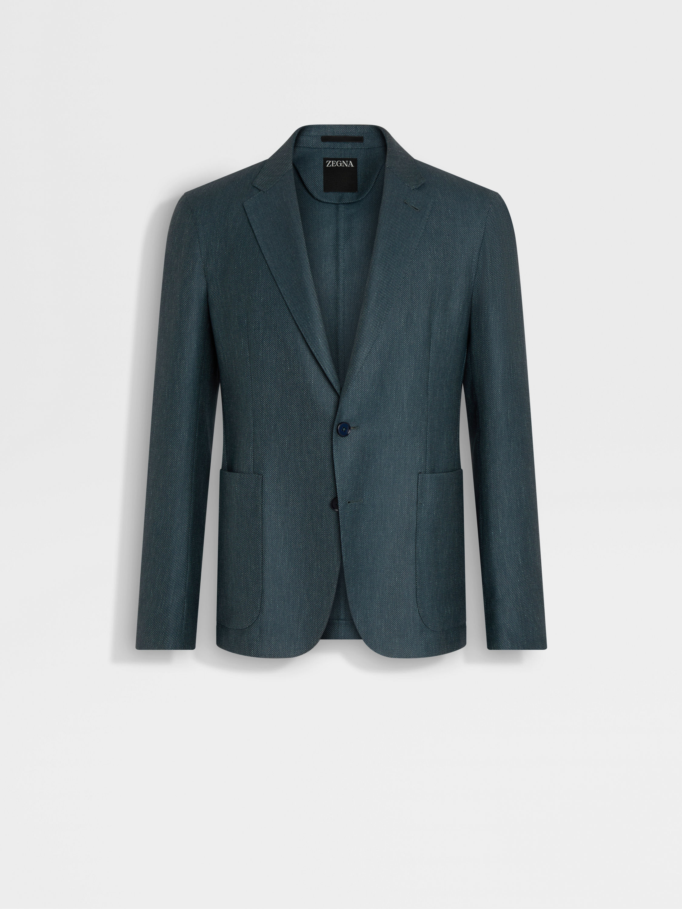 Teal Blue Cashmere Silk and Linen Jacket Main product photo