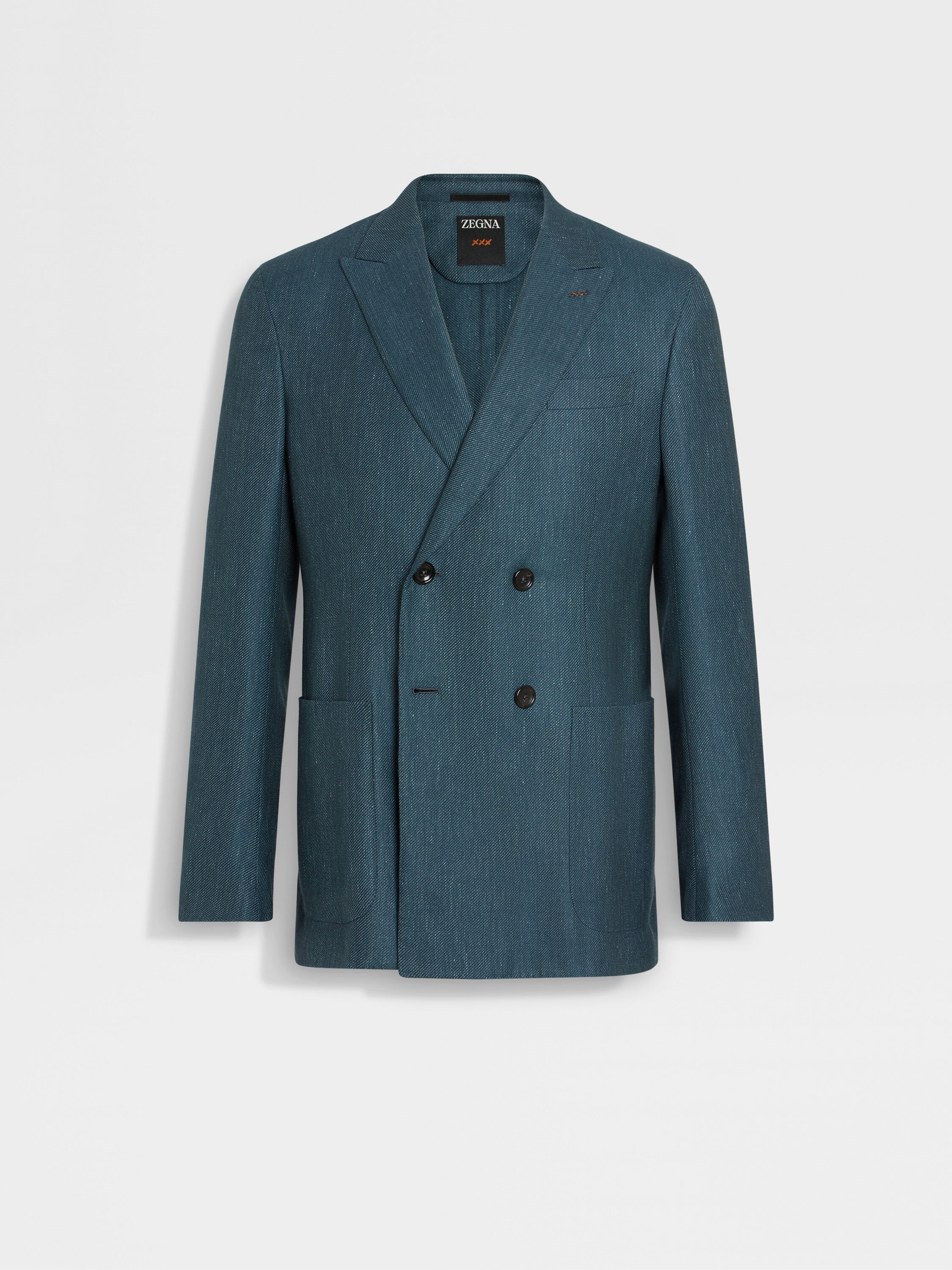 Teal Blue Cashmere Silk and Linen Jacket Main product photo