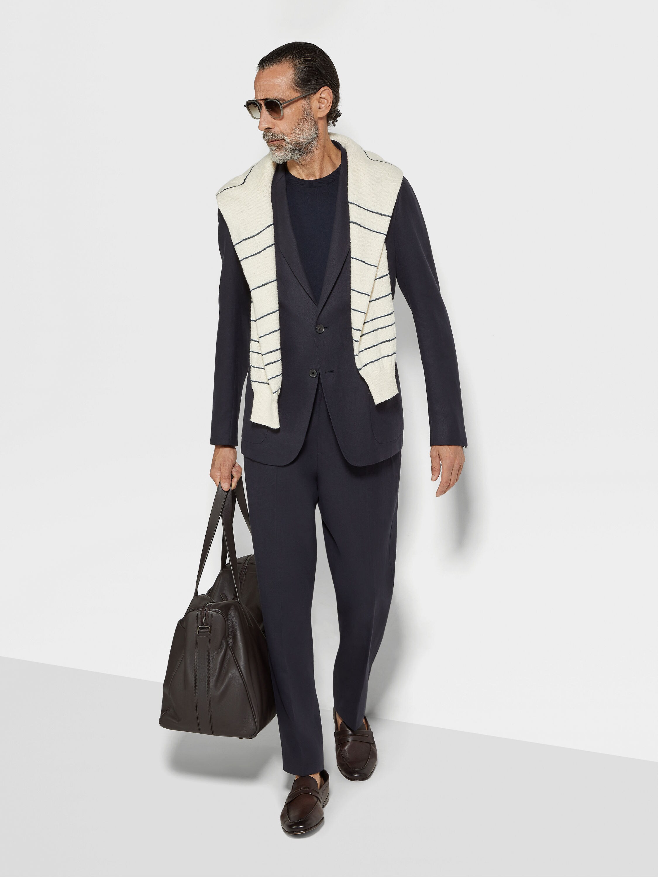 海军蓝 Oasi Lino 绿洲亚麻 Blue Flower 夹克 產品細節圖 #1