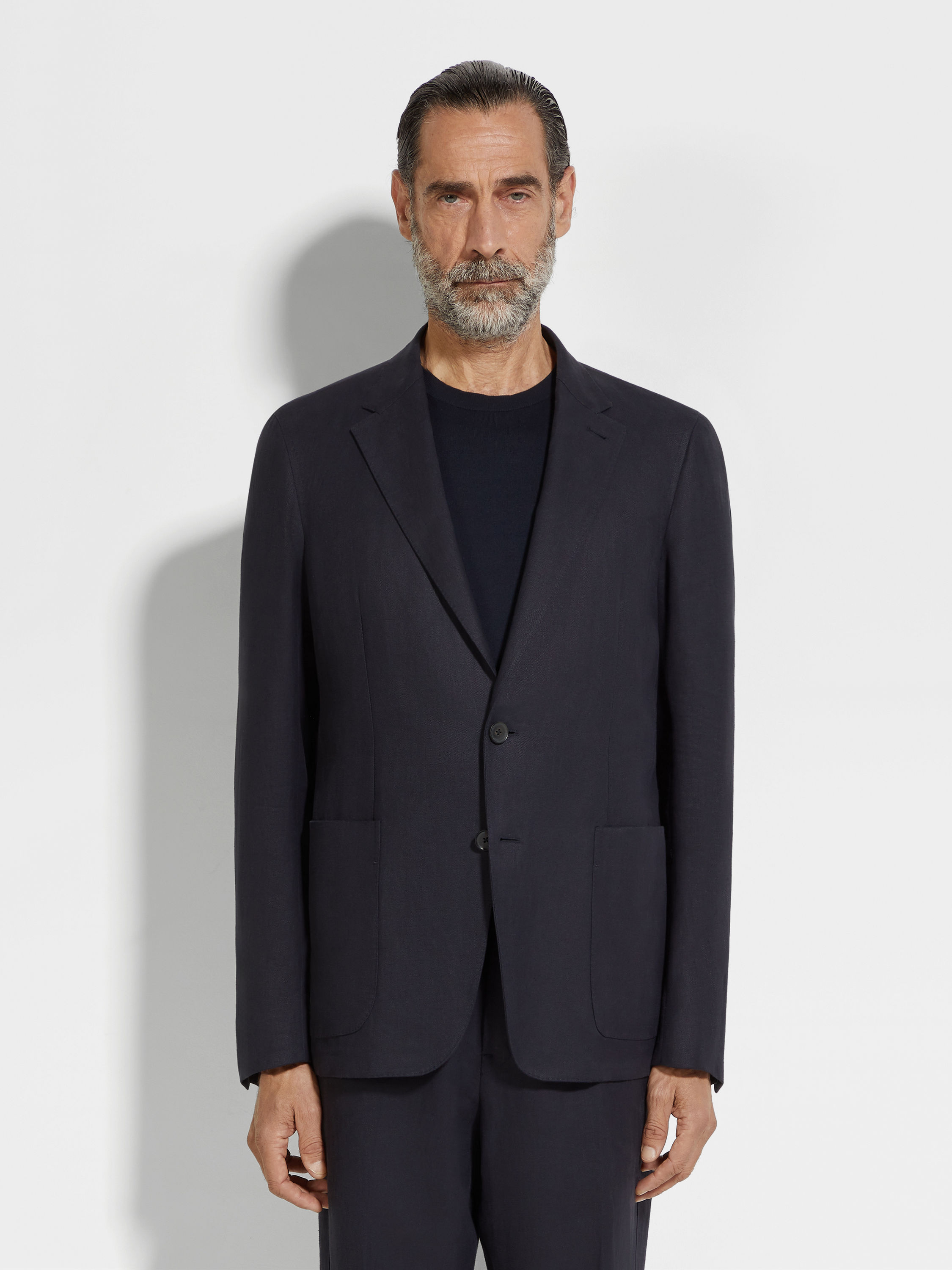 海军蓝 Oasi Lino 绿洲亚麻 Blue Flower 夹克 產品細節圖 #3