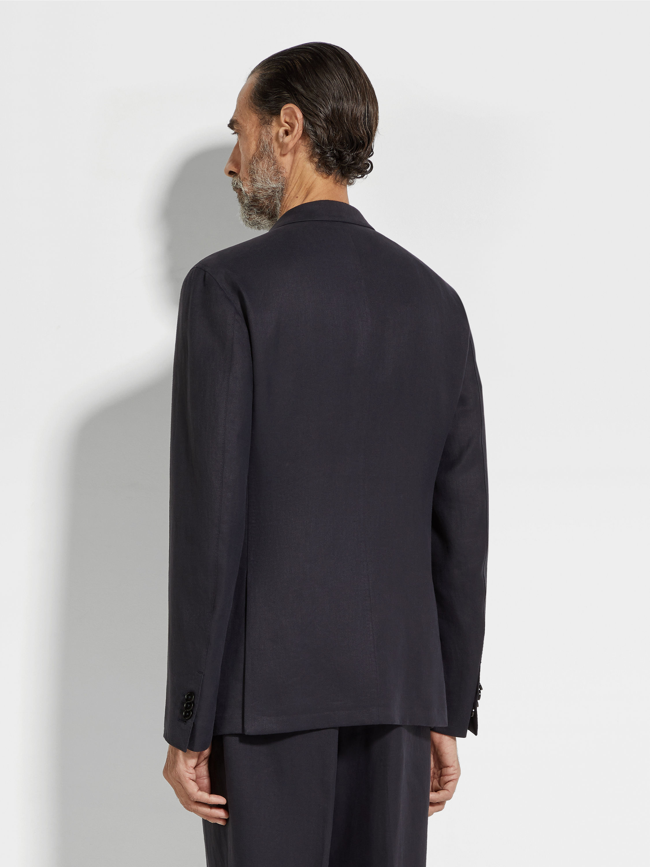 海军蓝 Oasi Lino 绿洲亚麻 Blue Flower 夹克 產品細節圖 #4